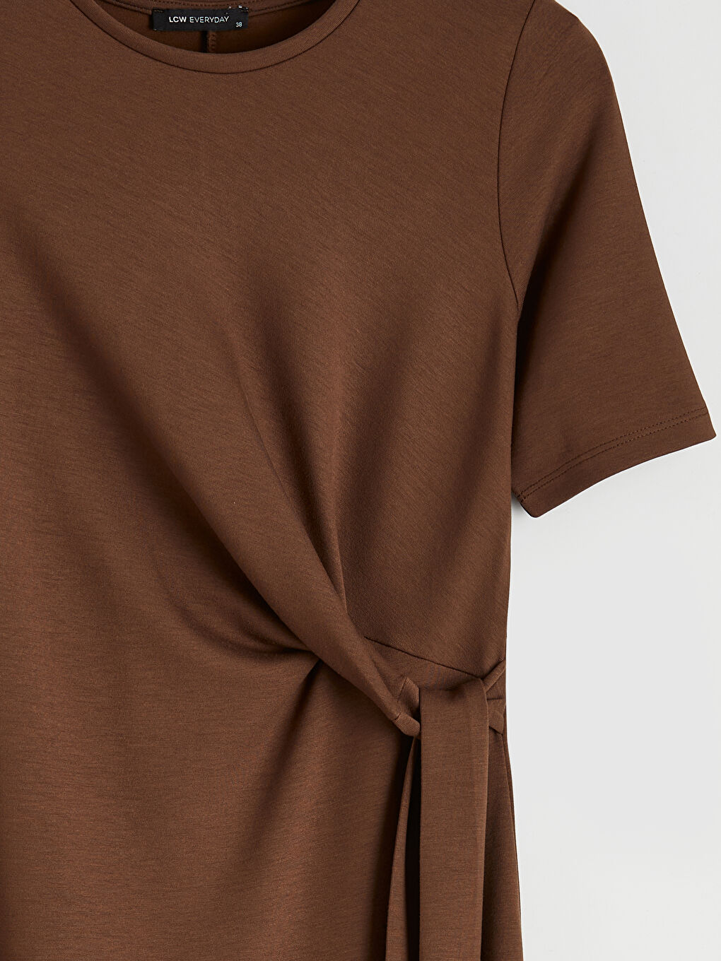 Kahverengi Bisiklet Yaka Bağlamalı Elbise-1