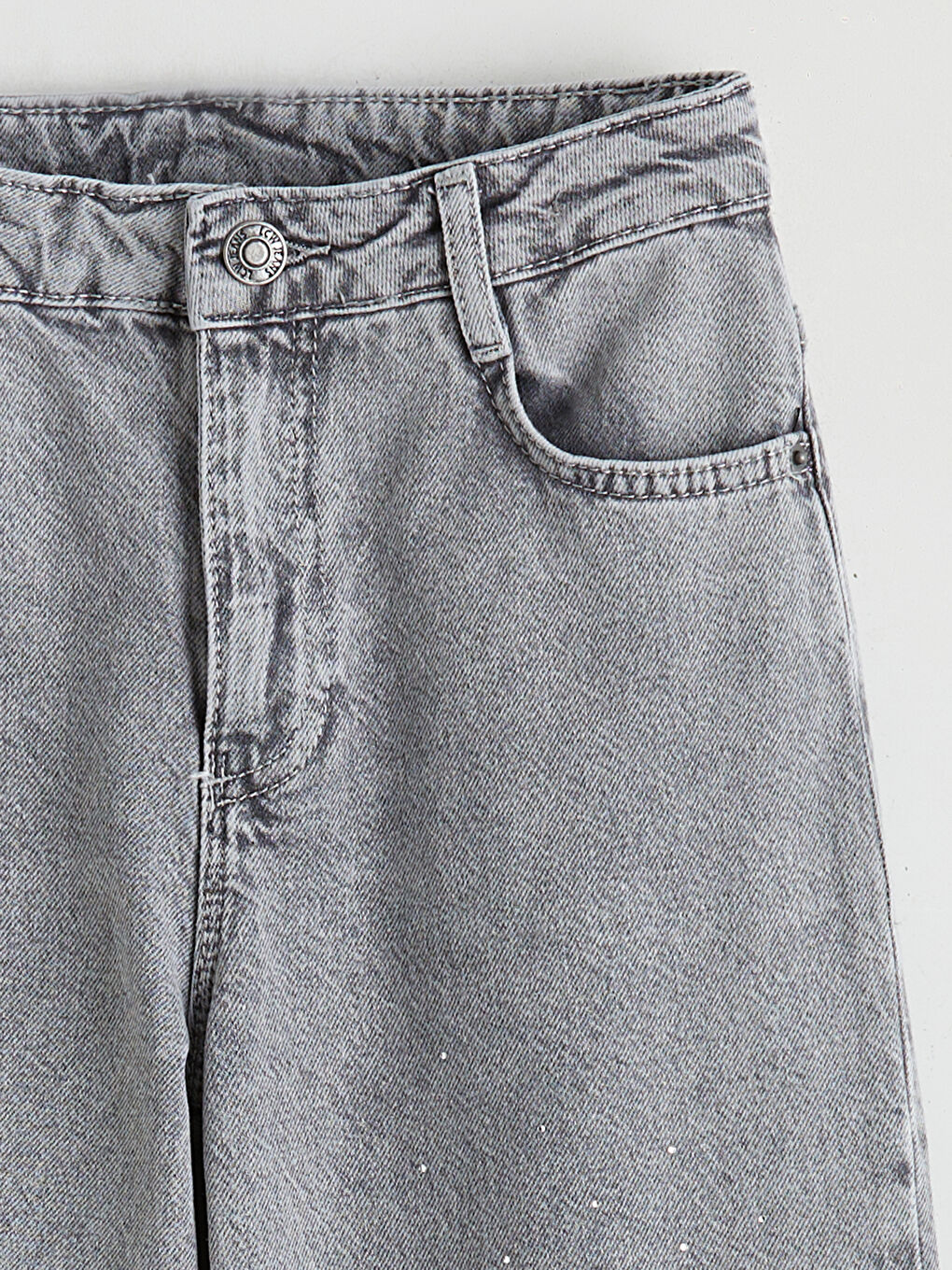 Karışık Wideleg Taşlı Kız Çocuk Jean Pantolon-1