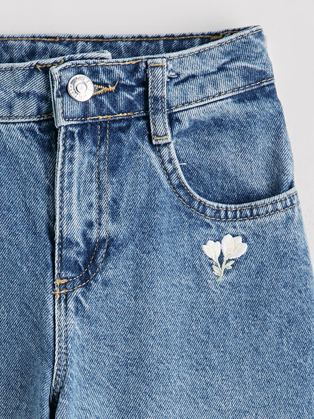 İndigo Wideleg Kız Çocuk Jean Pantolon-1