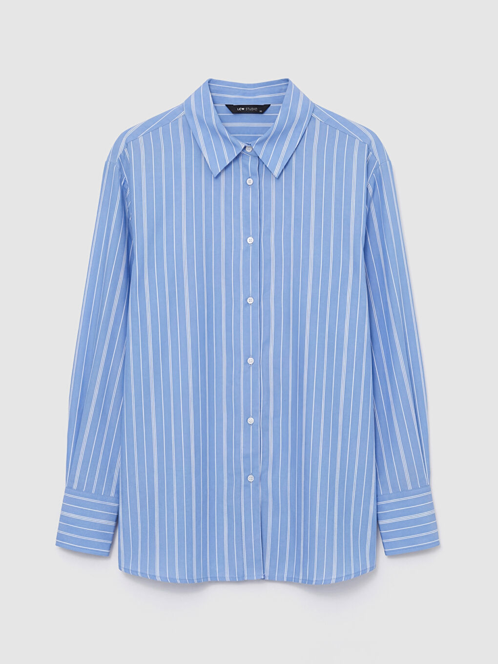 Mavi Çizgili Kadın Gömlek-4