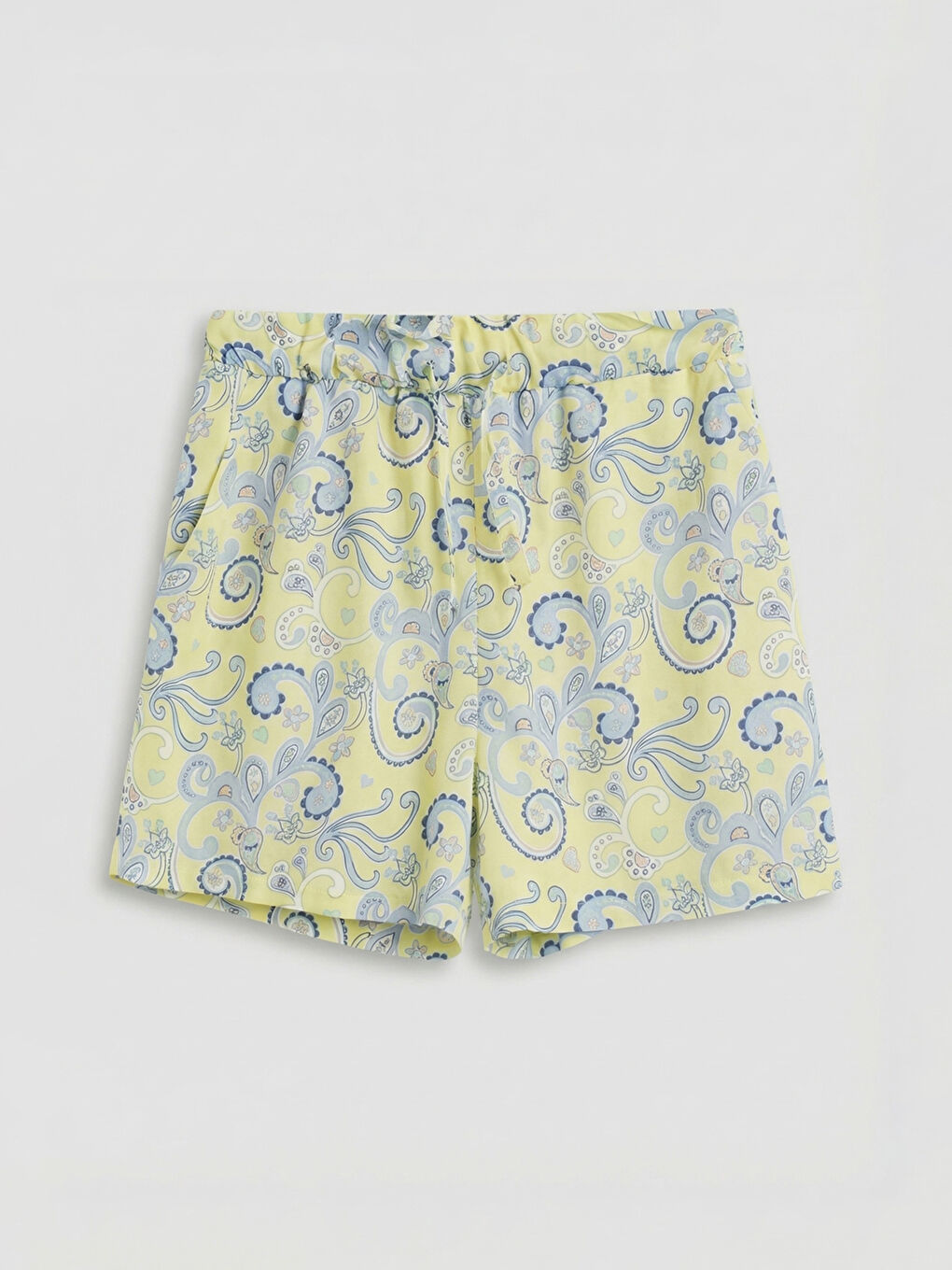 Sarı Beli Lastikli Desenli Kız Çocuk Şort-1