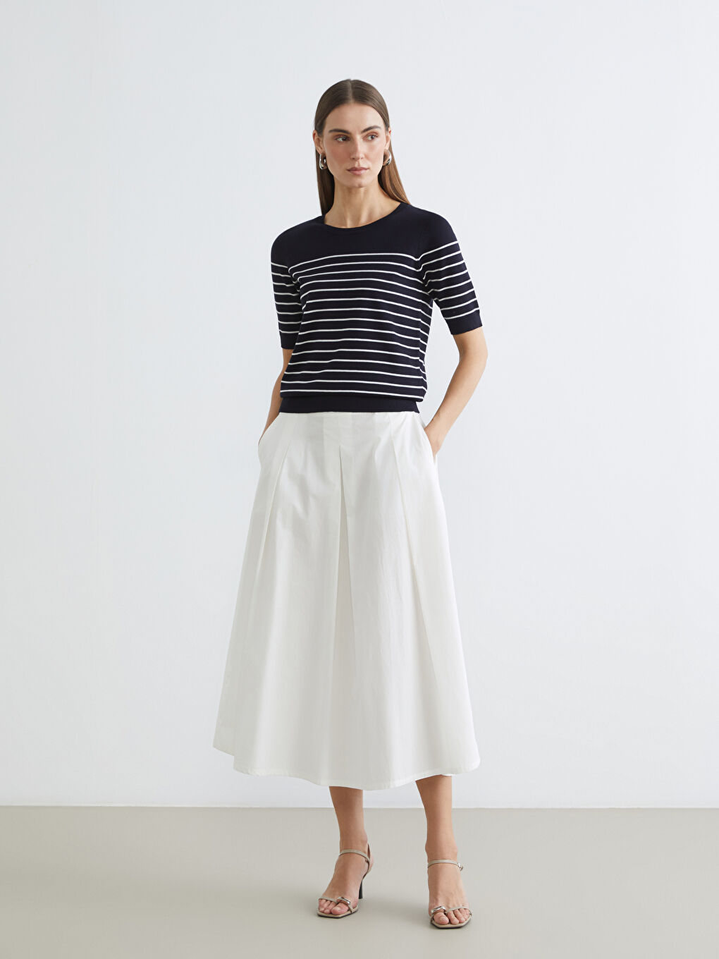 Женщины Синий Свитер-1