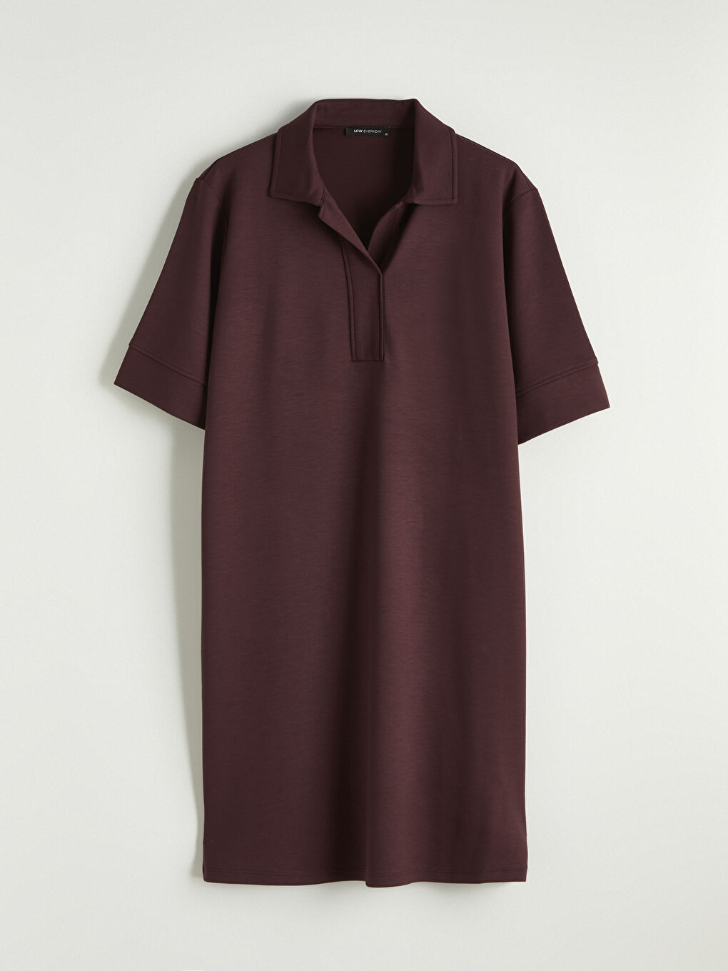 Bordo Polo Yaka Soft Touch Elbise