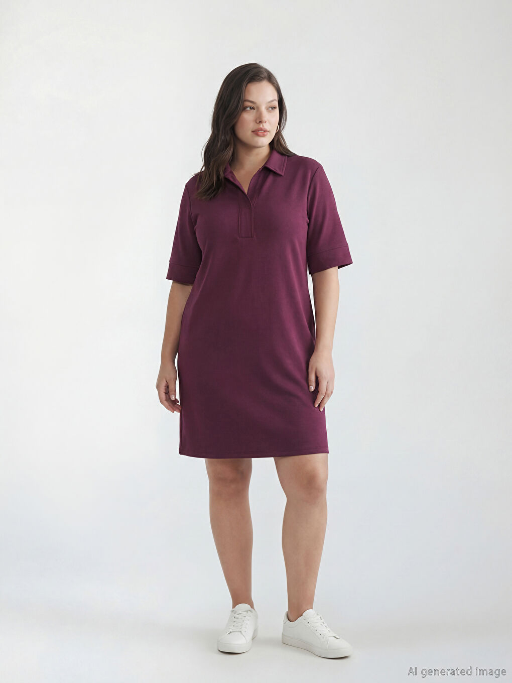 Bordo Polo Yaka Soft Touch Mini Elbise-1