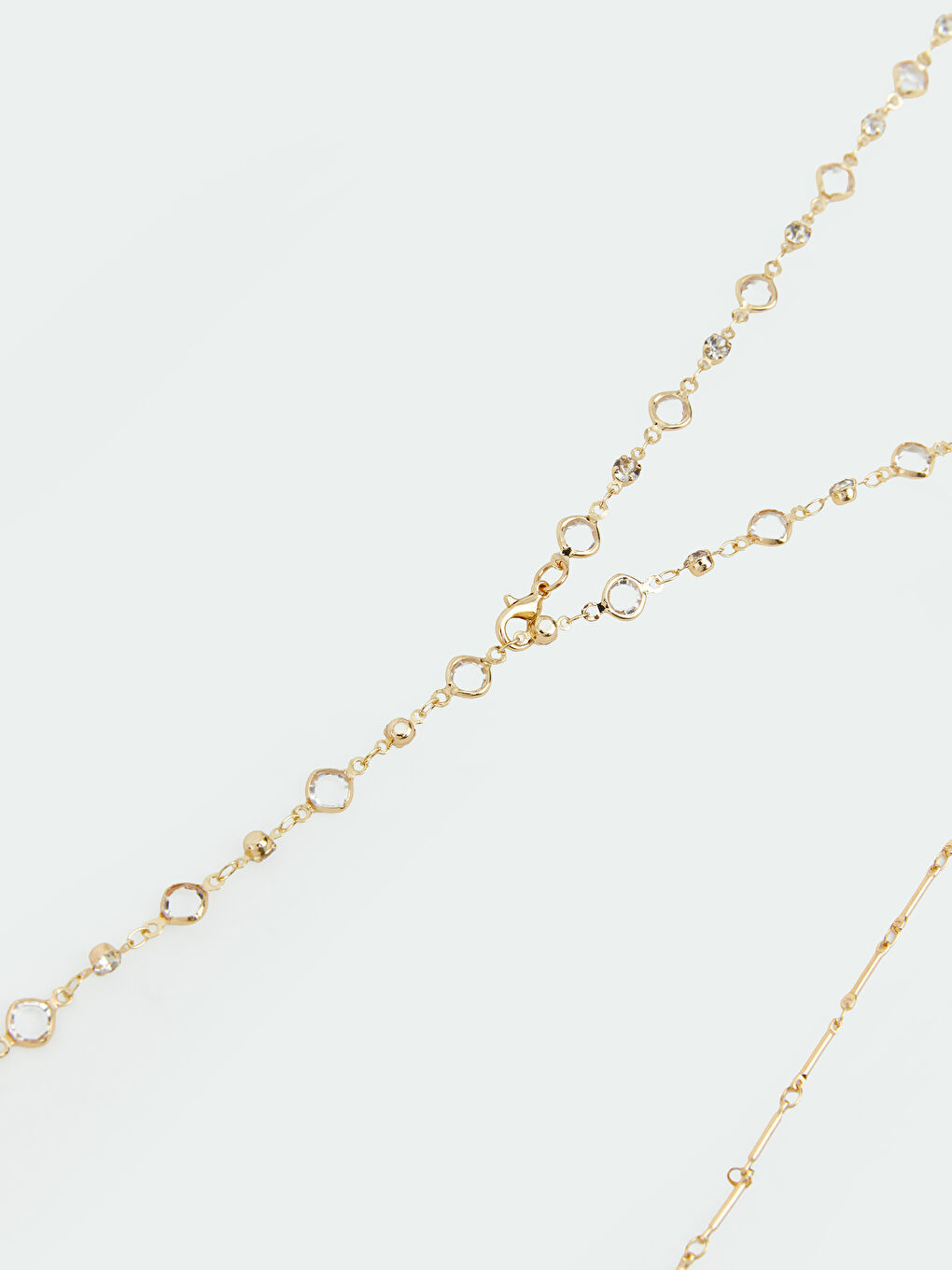 Sarı Y Formlu ve Zincir Detaylı Kadın İkili Kolye Seti-1