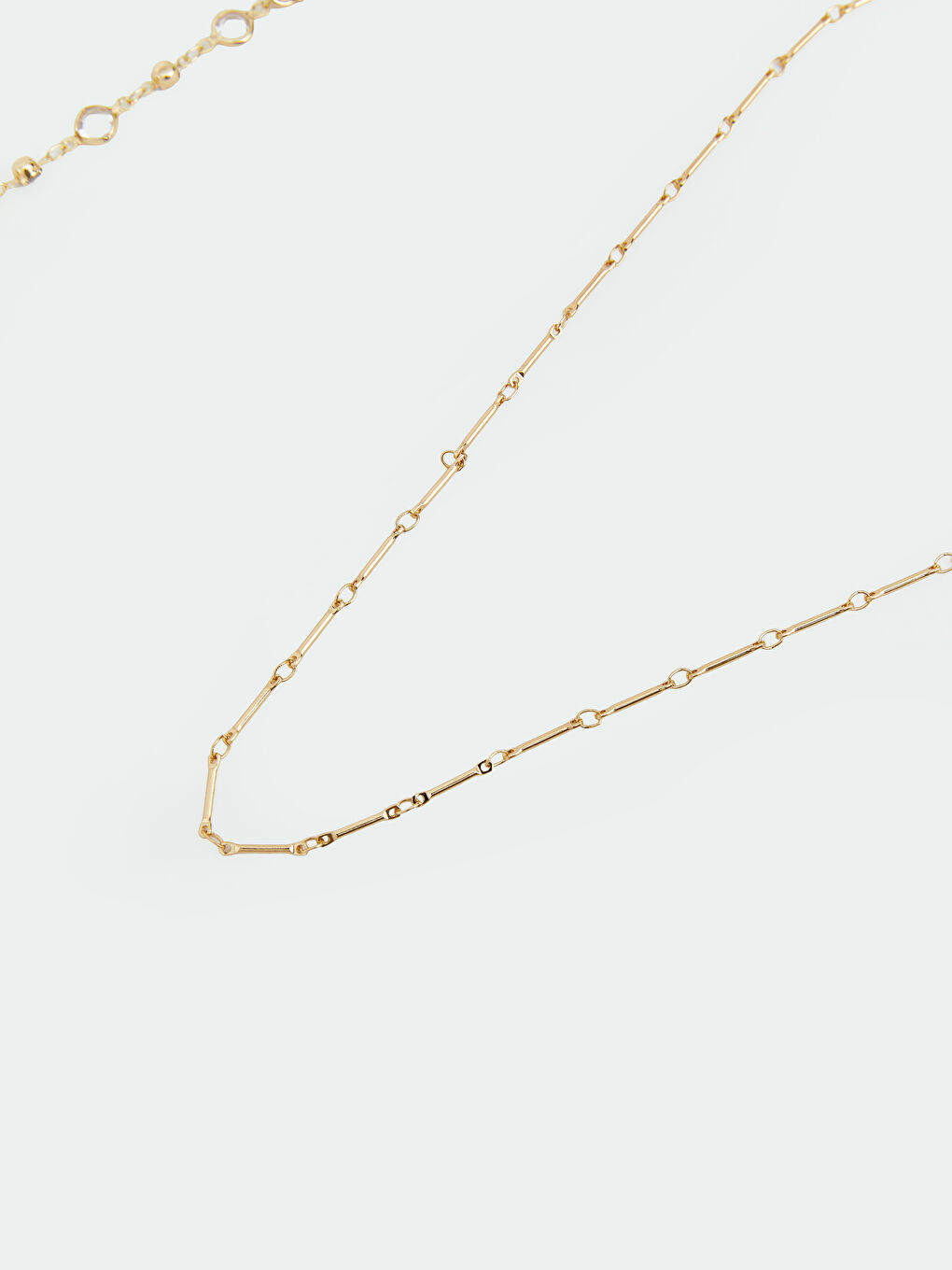 Sarı Y Formlu ve Zincir Detaylı Kadın İkili Kolye Seti-2