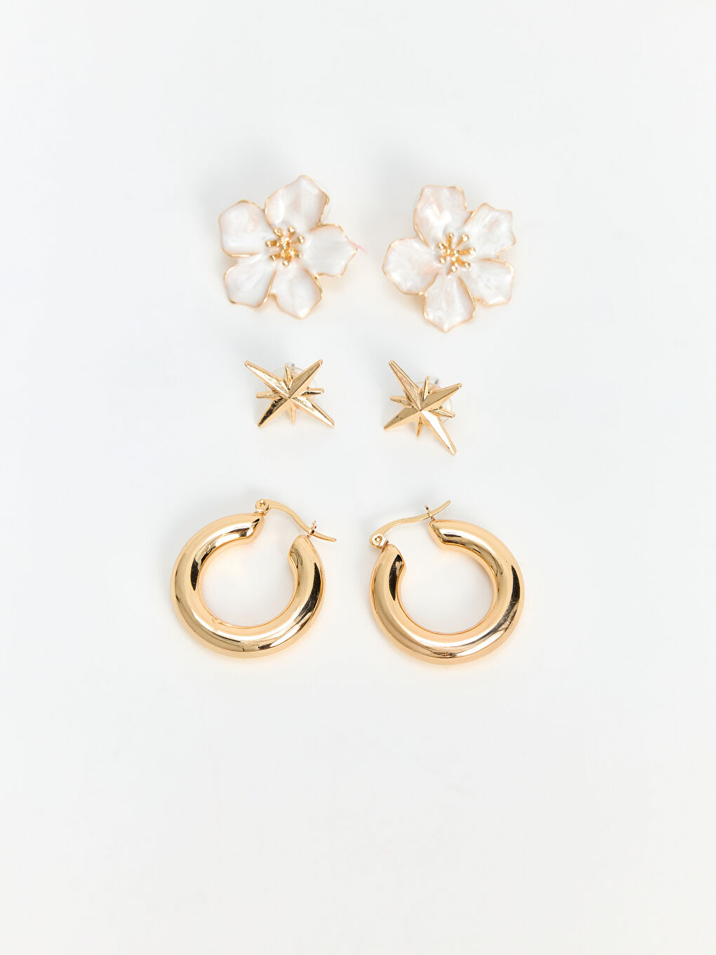 Sarı Kadın Küpe Seti 3'lü