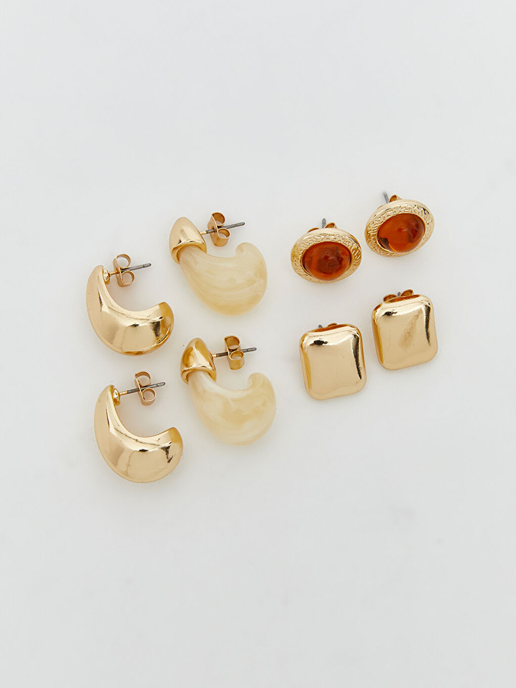 Sarı Kadın Küpe Seti 4'lü