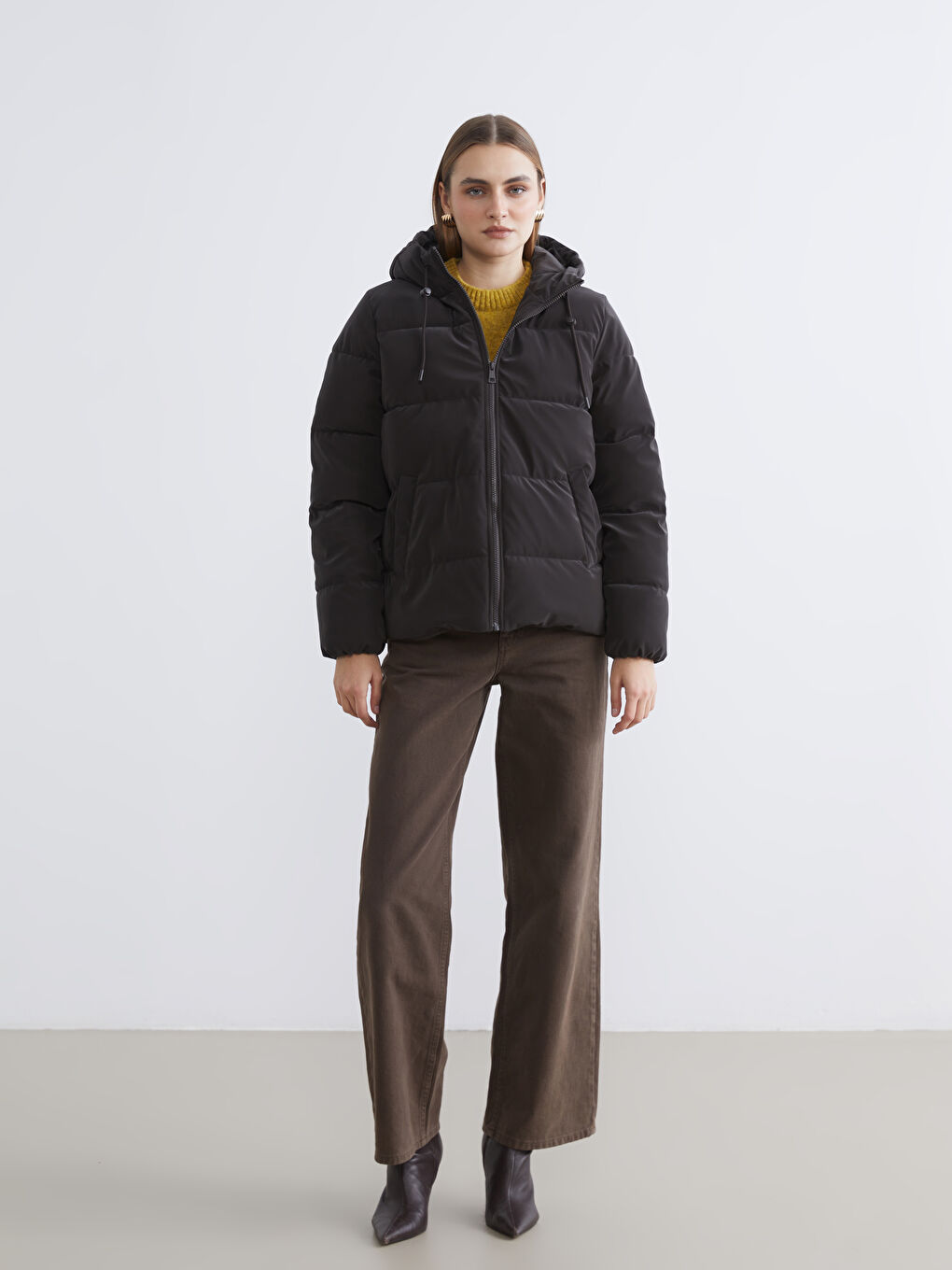 Manteau bouffant BRUN Femme-1