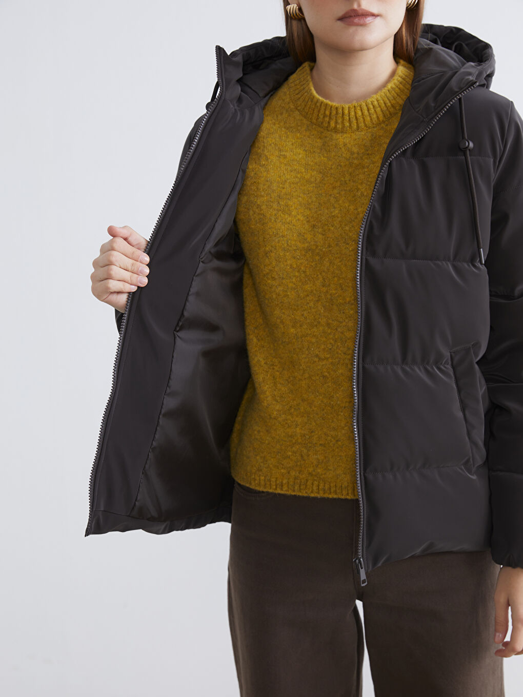 Manteau bouffant BRUN Femme-3