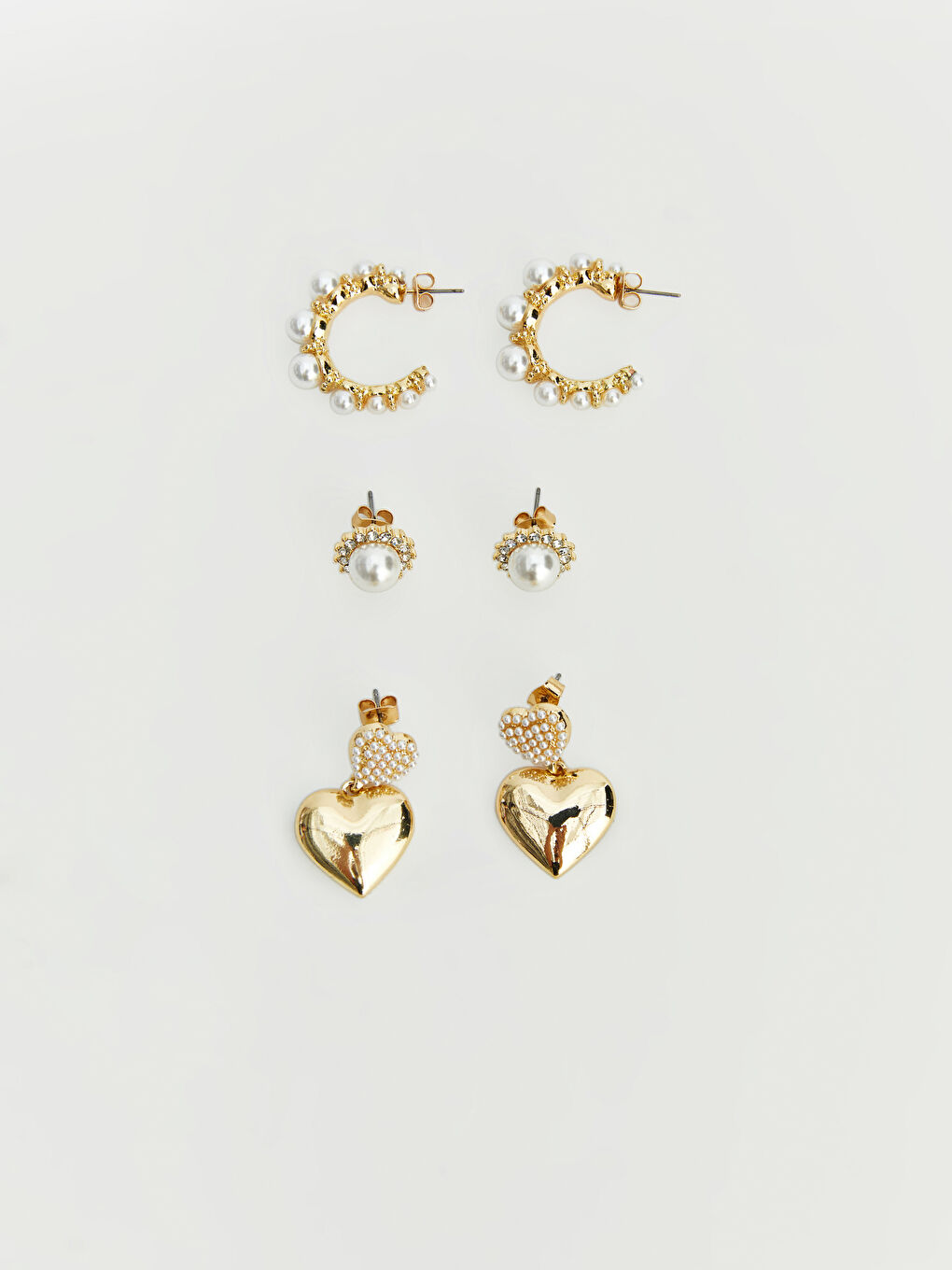 Sarı Taşlı Kadın Küpe Seti 3'lü