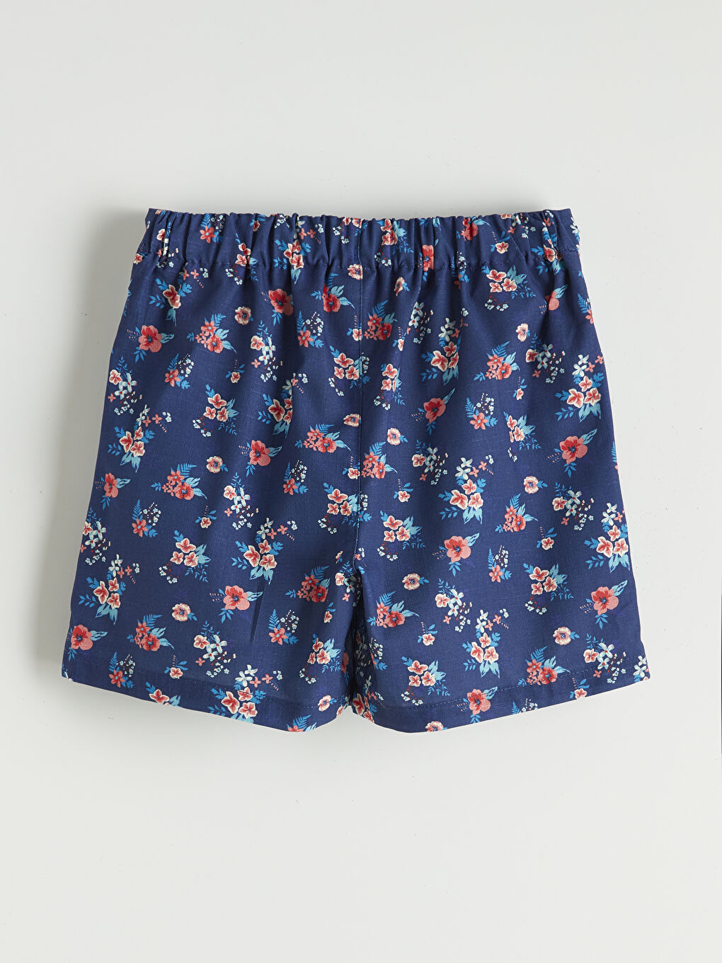 Lacivert Çiçek Desenli Kız Çocuk Şort Etek-1