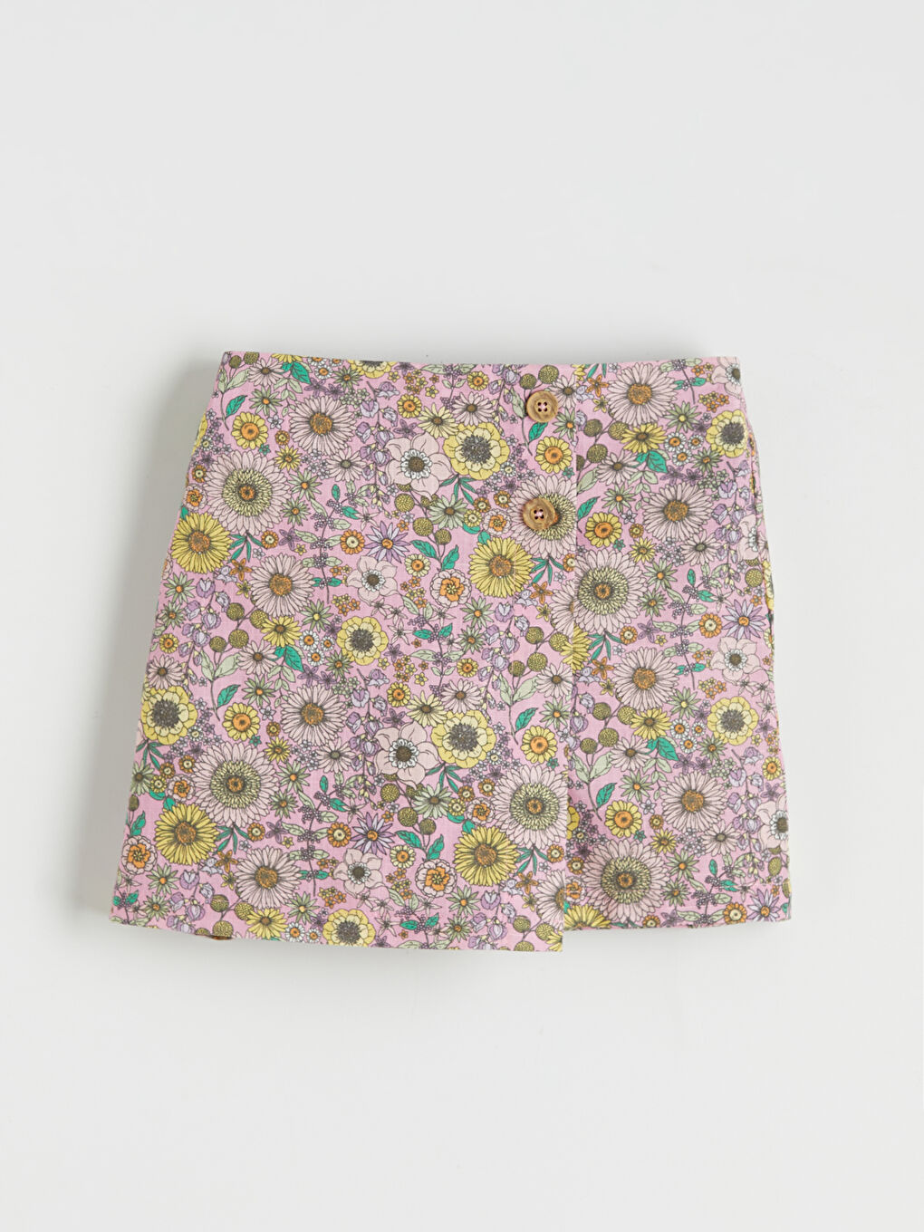 Pembe Çiçek Desenli Kız Çocuk Şort Etek