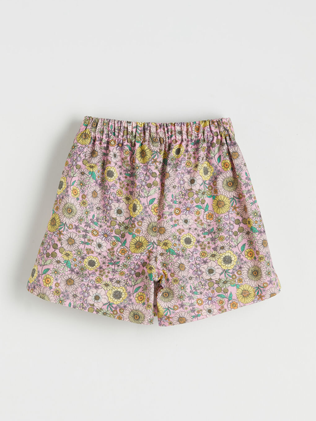 Pembe Çiçek Desenli Kız Çocuk Şort Etek-1