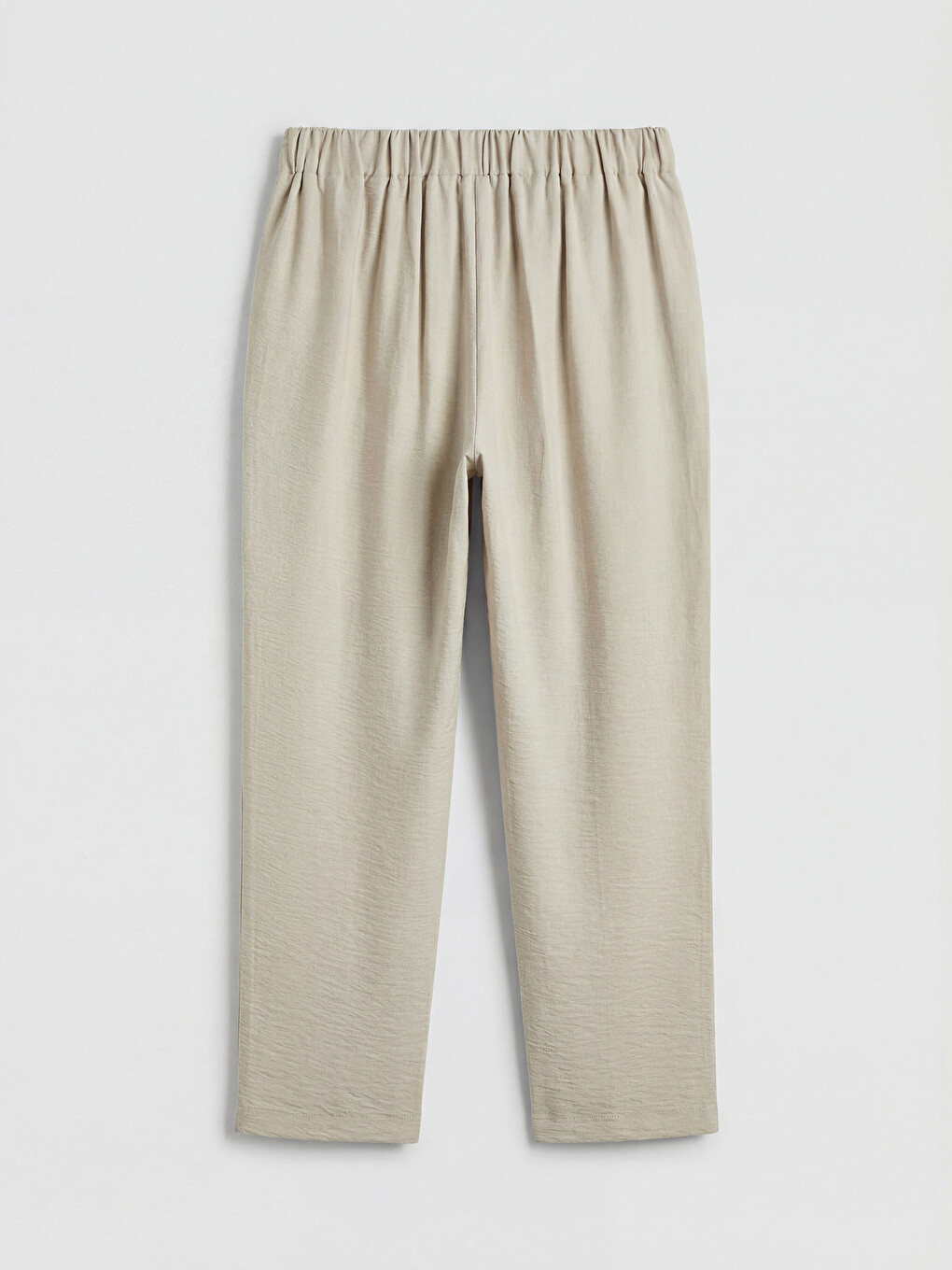 Pantalon Femme Aspect Lin à Taille Élastiquée-5