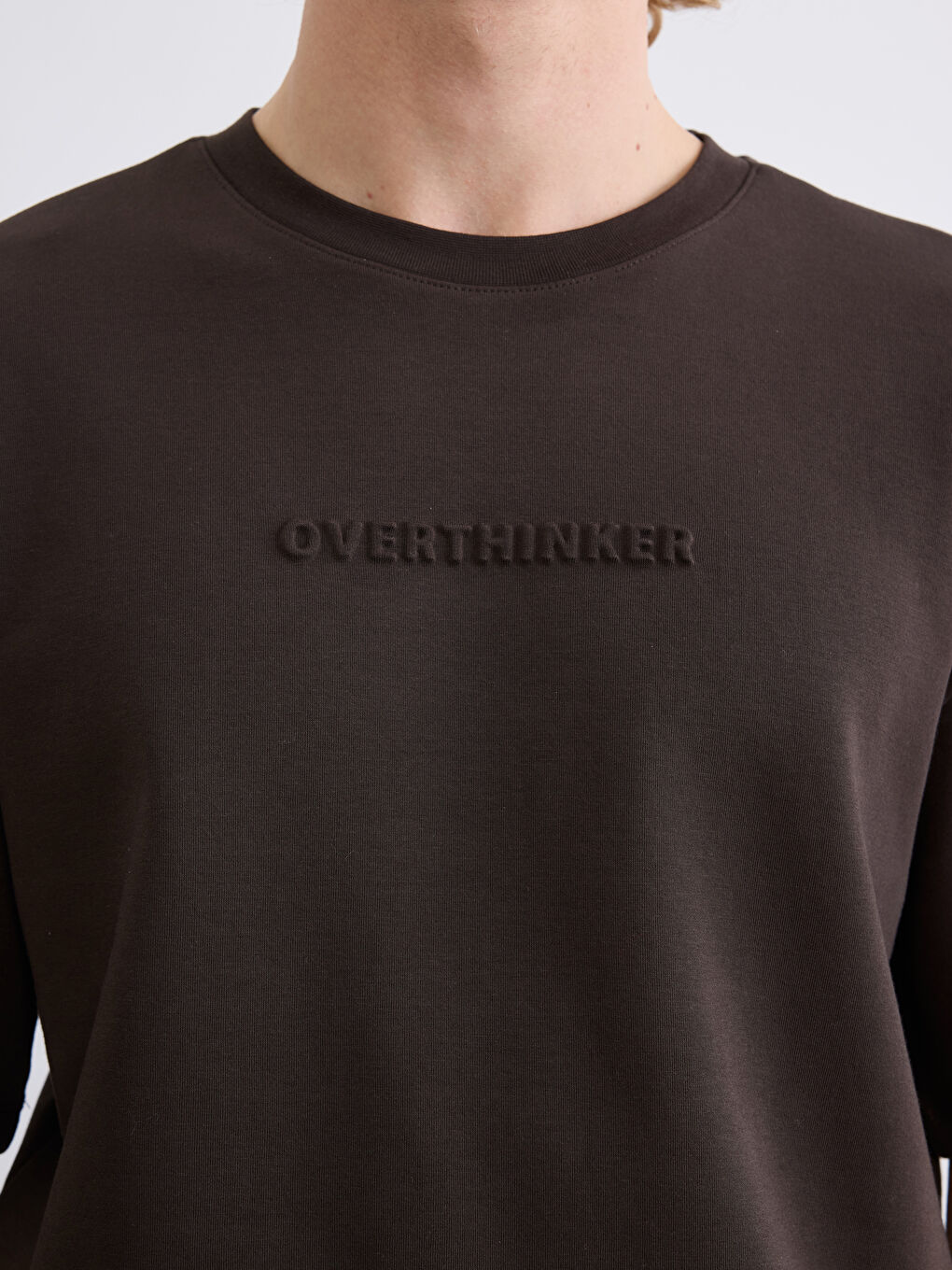 Kahverengi Bisiklet Yaka Baskılı Erkek Tişört-2