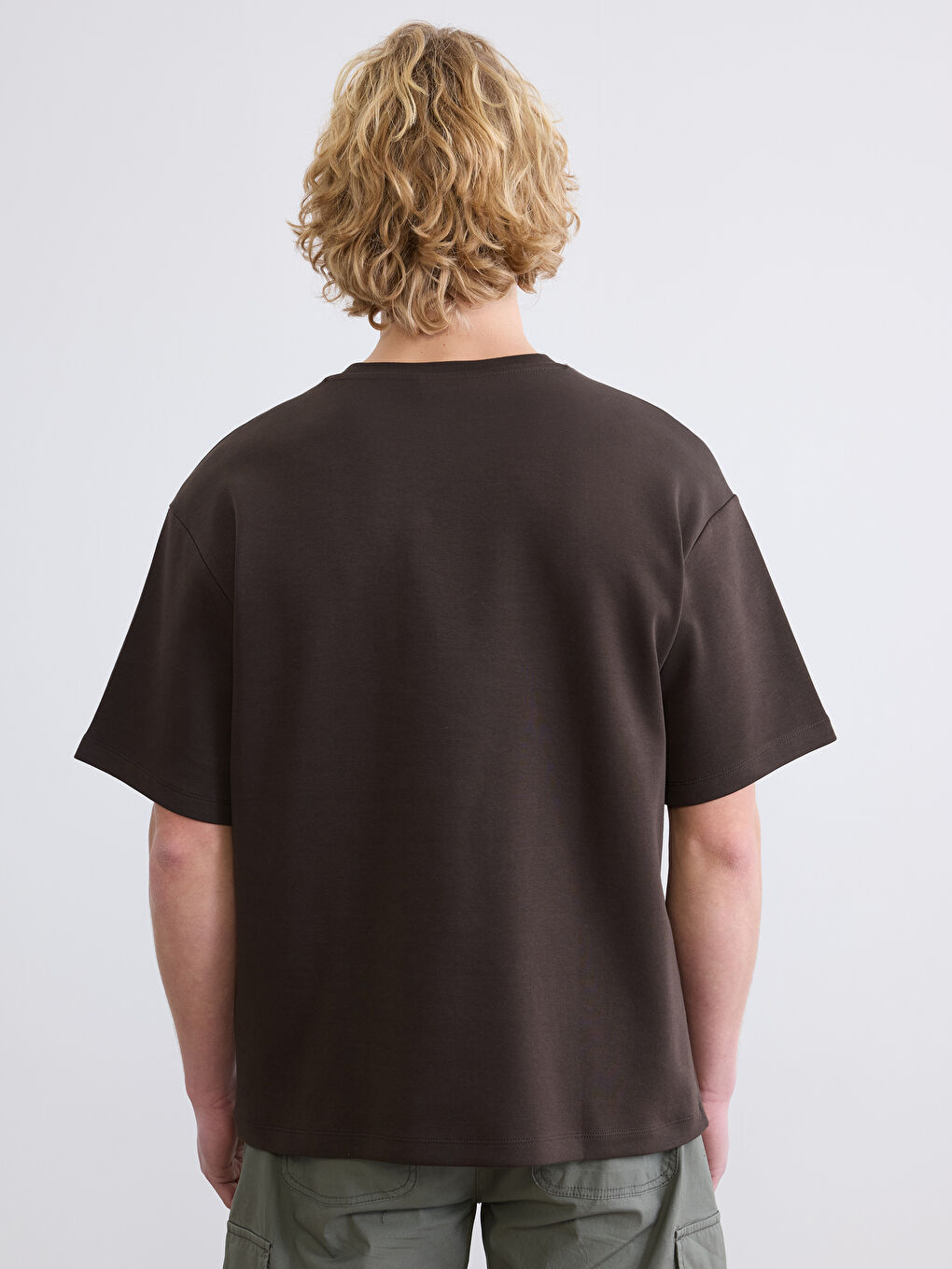 Kahverengi Bisiklet Yaka Baskılı Erkek Tişört-3