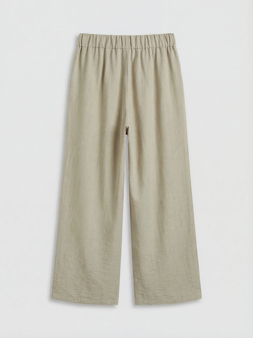 Bej Beli Lastikli Dokulu Saten Kadın Pantolon-5