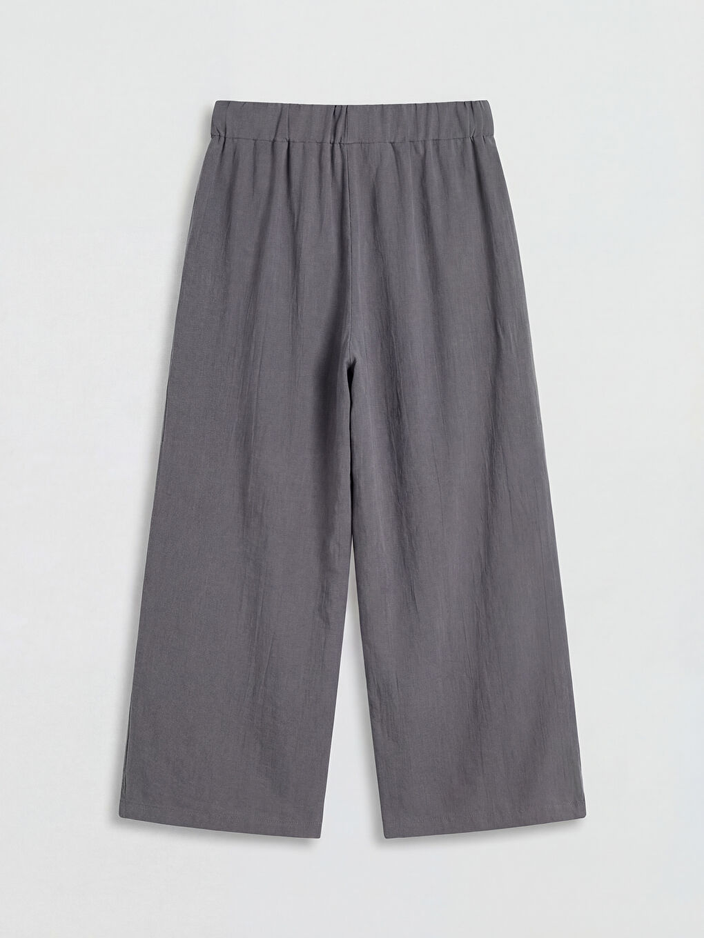 Antrasit Beli Lastikli Dokulu Saten Kadın Pantolon-1