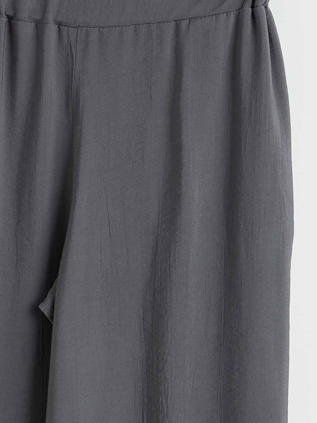 Antrasit Beli Lastikli Dokulu Saten Kadın Pantolon-2