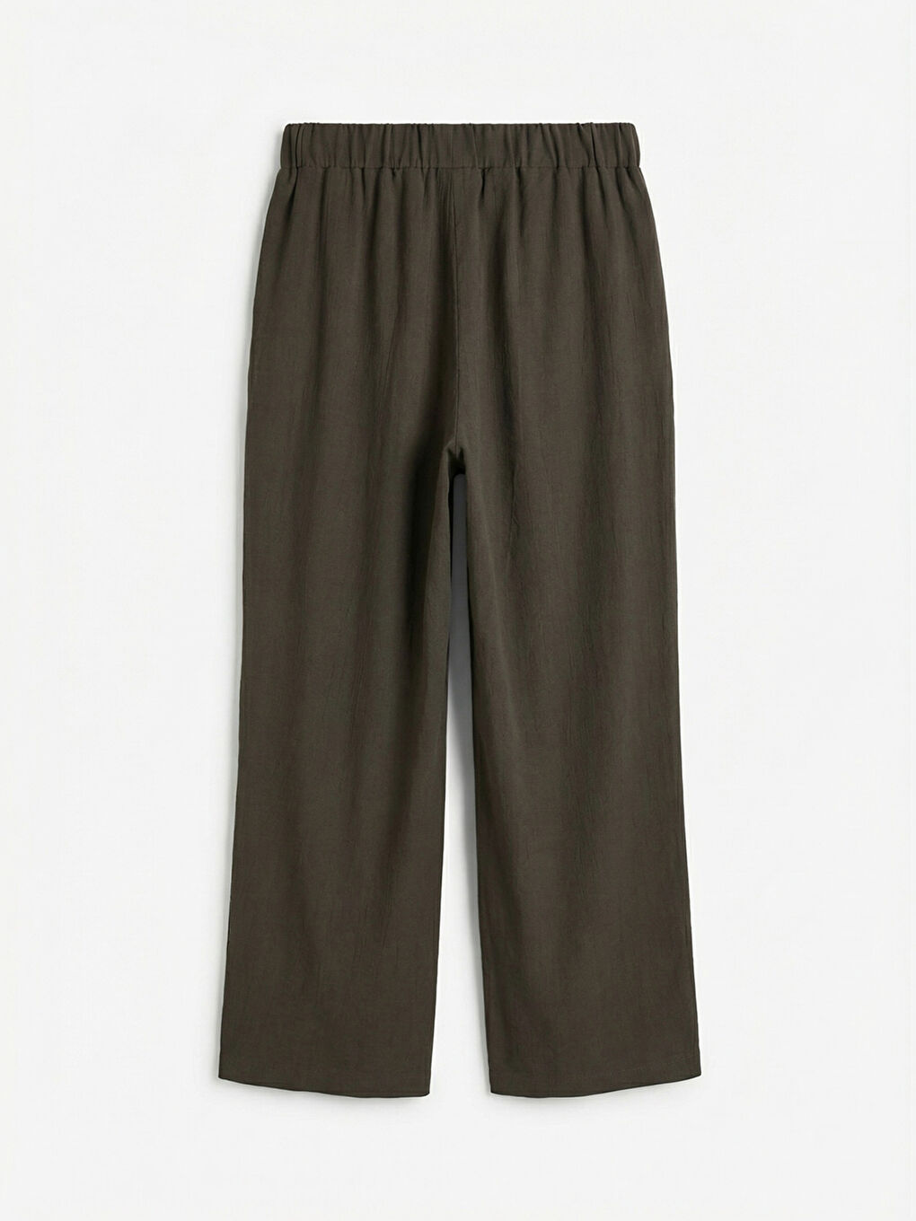 Haki Beli Lastikli Dokulu Geniş Paça Kadın Pantolon-1