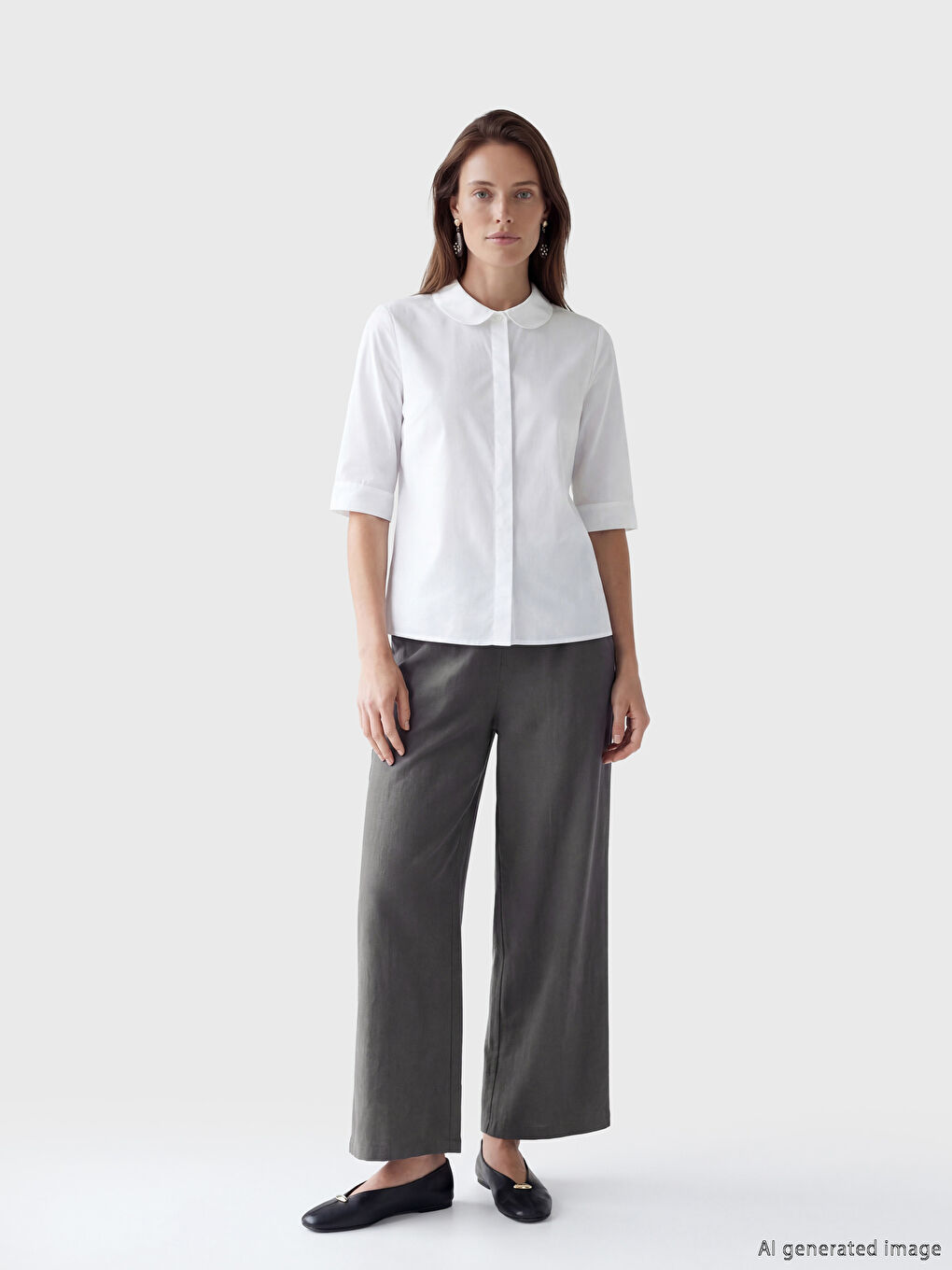 Antrasit Beli Lastikli Dokulu Saten Kadın Pantolon