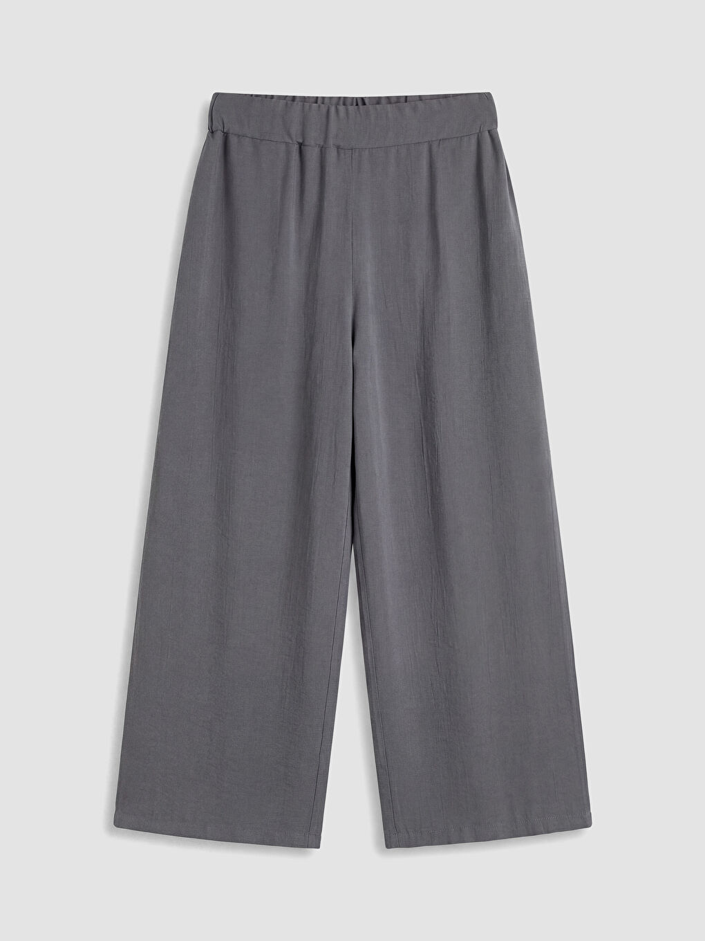 Antrasit Beli Lastikli Dokulu Saten Kadın Pantolon-3