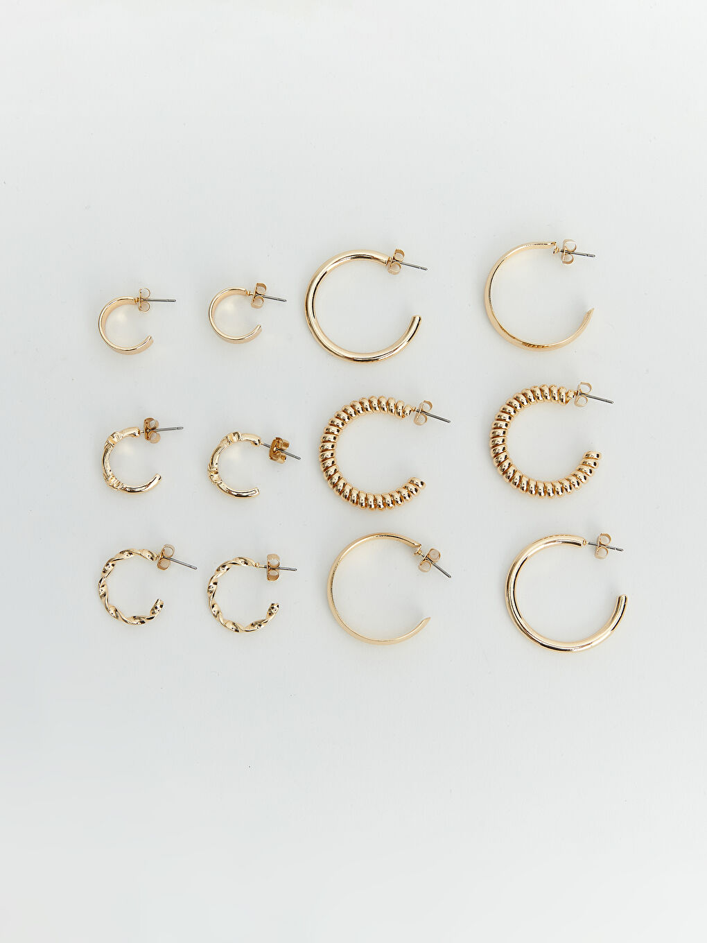 Sarı Burgu Desenli Kadın Küpe Seti 9'lu-1