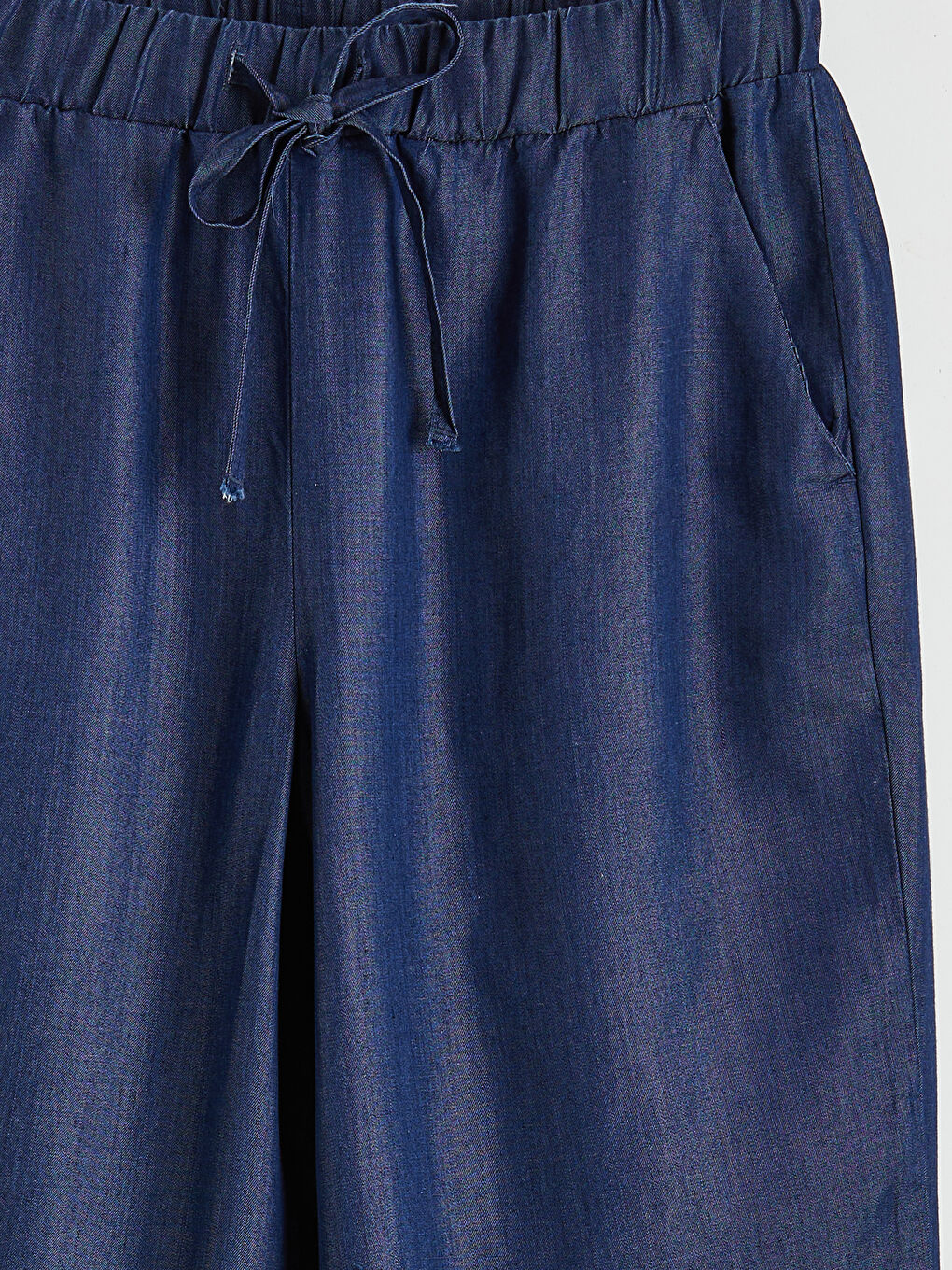 Siyah Beli Lastikli Wideleg Kadın Jean Pantolon-2