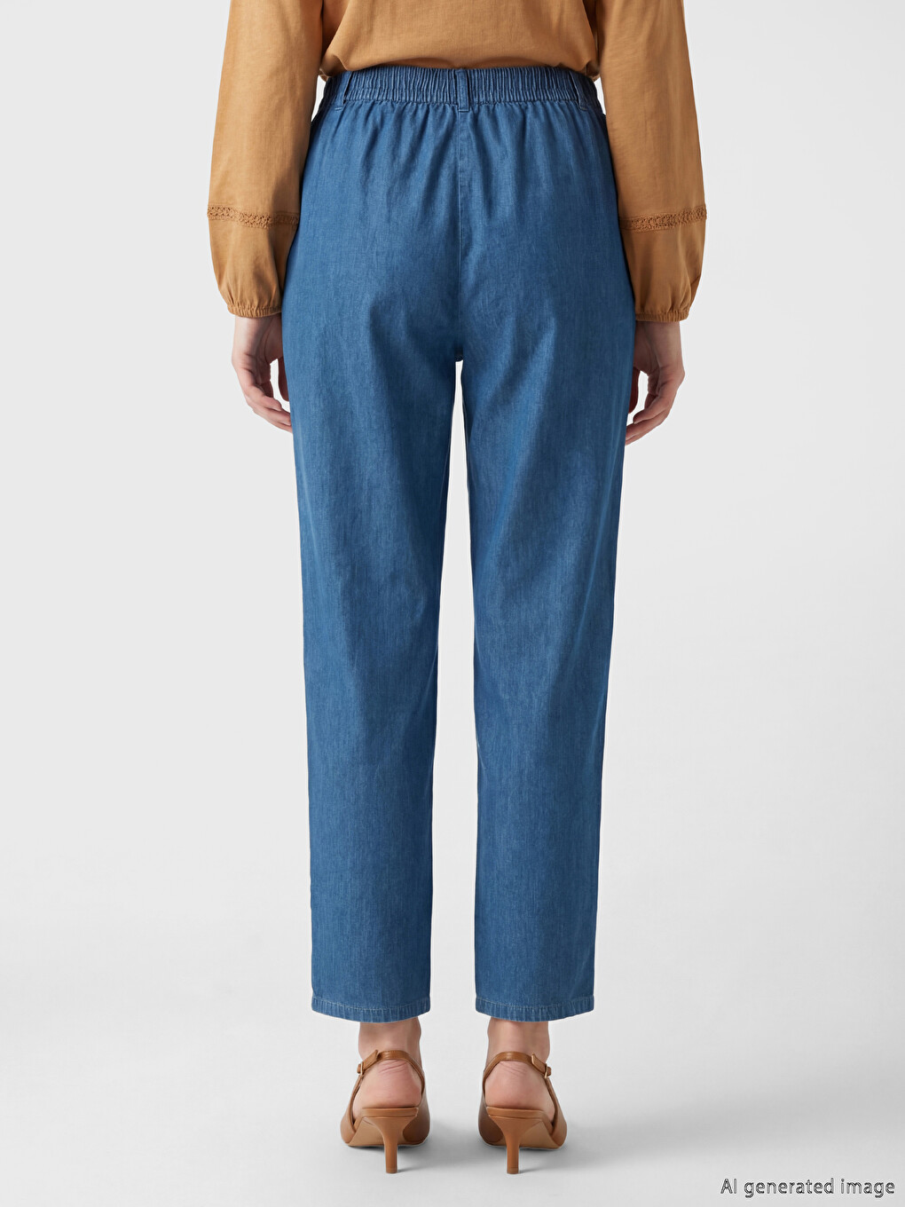 Beli Lastikli Kadın Jean Pantolon-3