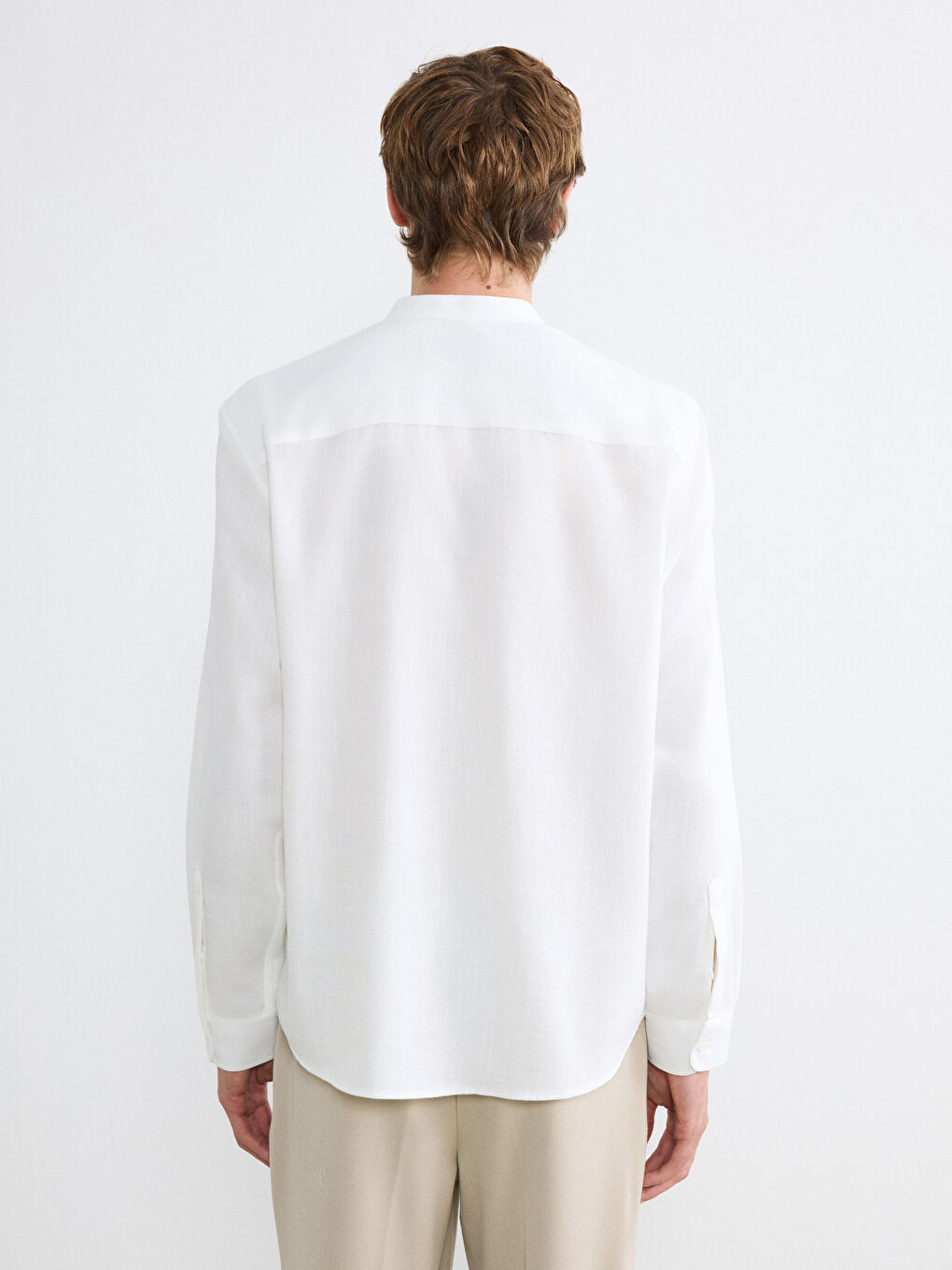 Ekru Regular Fit Hakim Yaka Erkek Gömlek-3