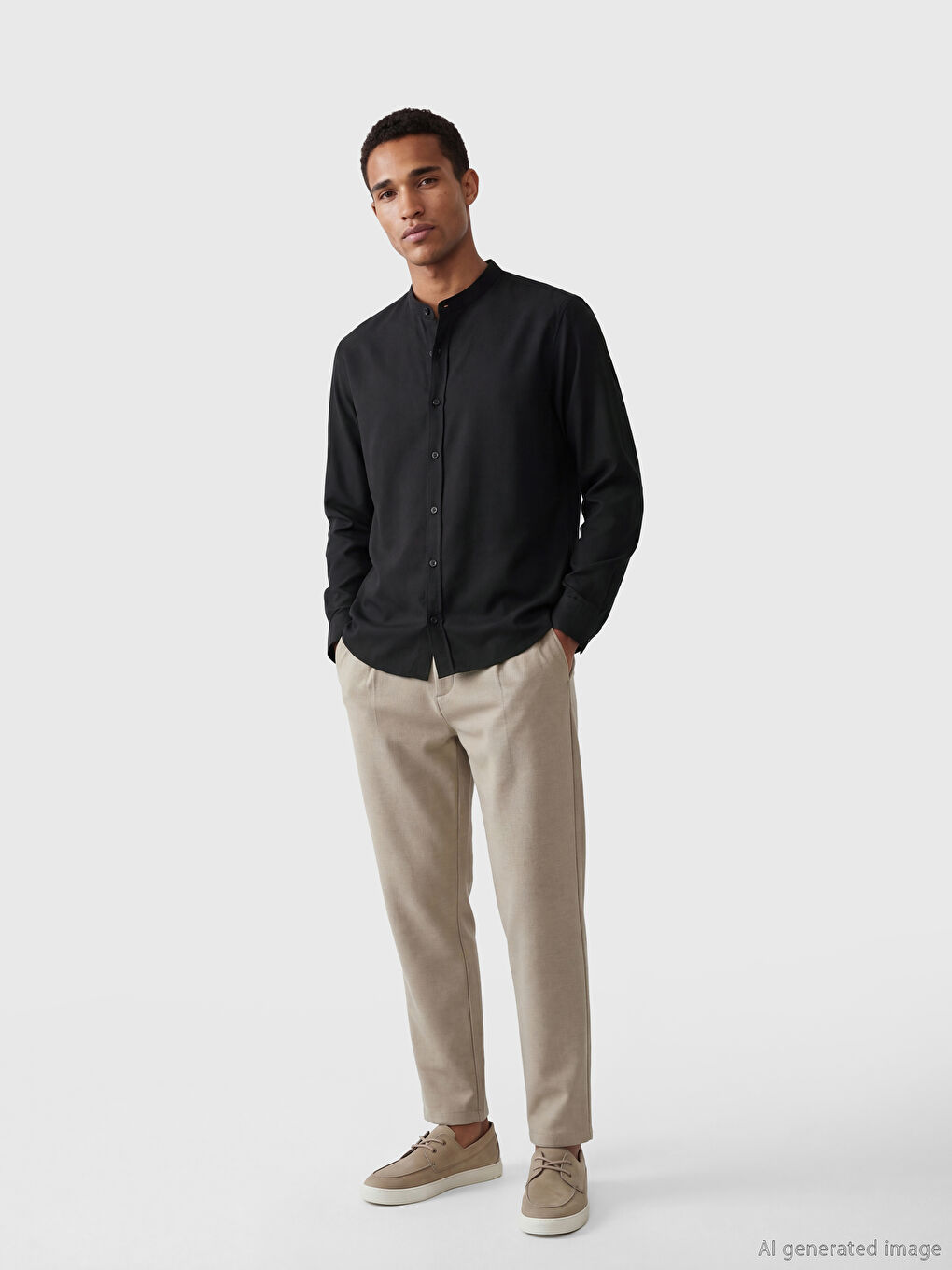 Kahverengi Regular Fit Hakim Yaka Erkek Gömlek-1