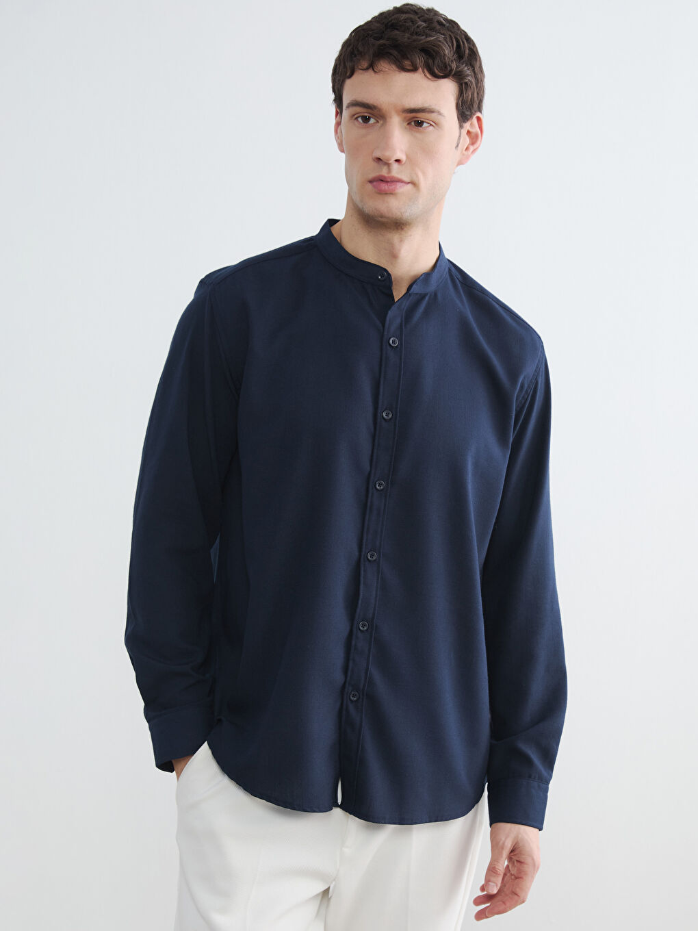 Lacivert Regular Fit Hakim Yaka Erkek Gömlek