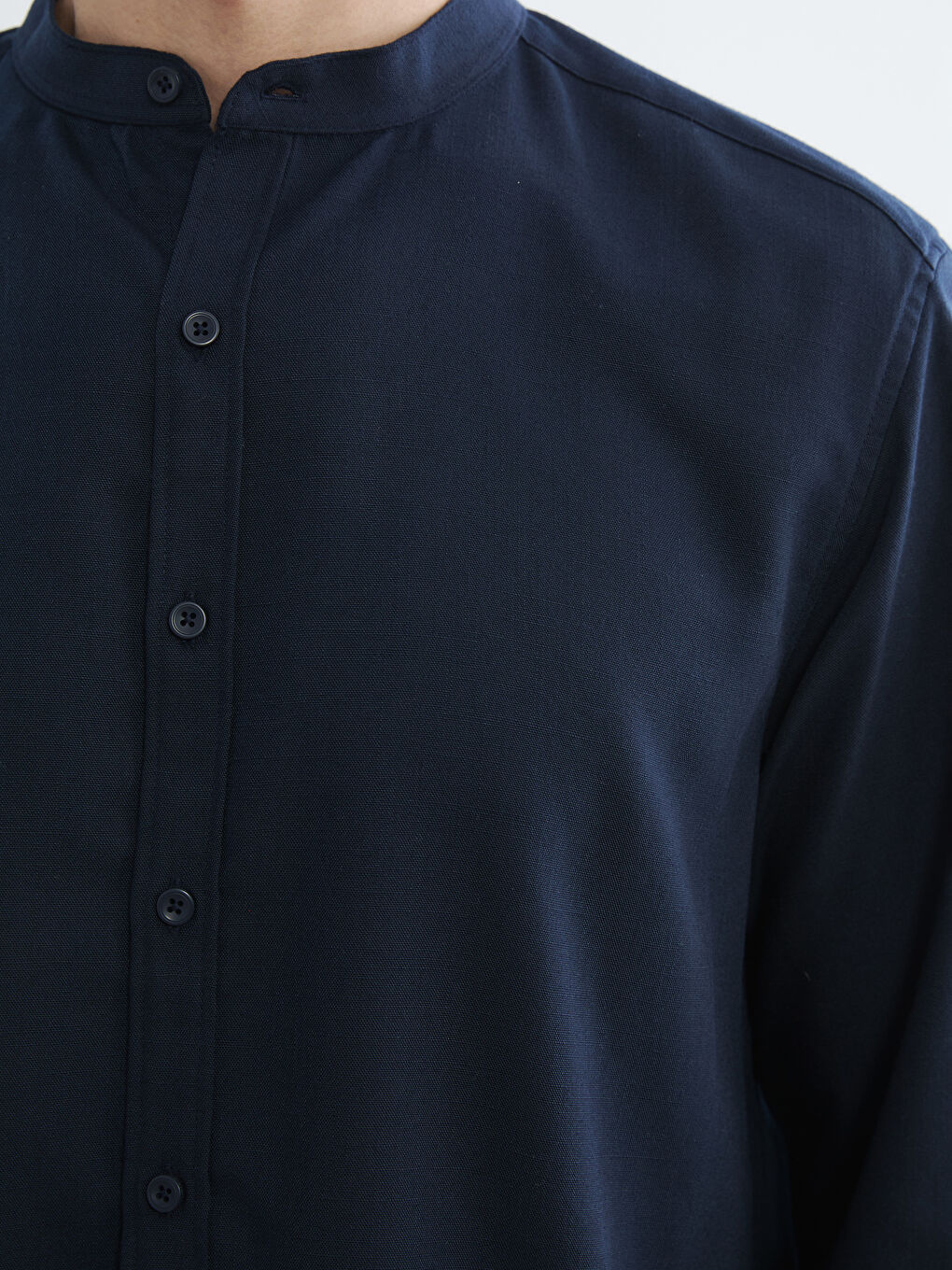 Lacivert Regular Fit Hakim Yaka Erkek Gömlek-2