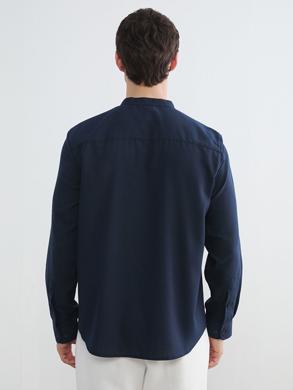 Lacivert Regular Fit Hakim Yaka Erkek Gömlek-3
