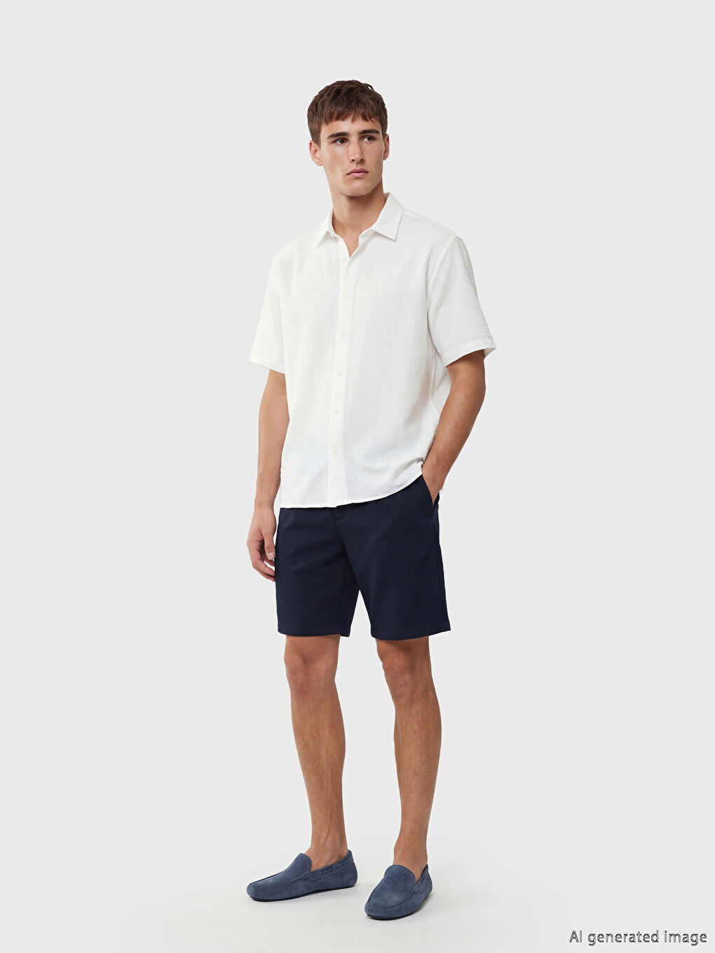 Ekru Regular Fit Armürlü Erkek Gömlek-1