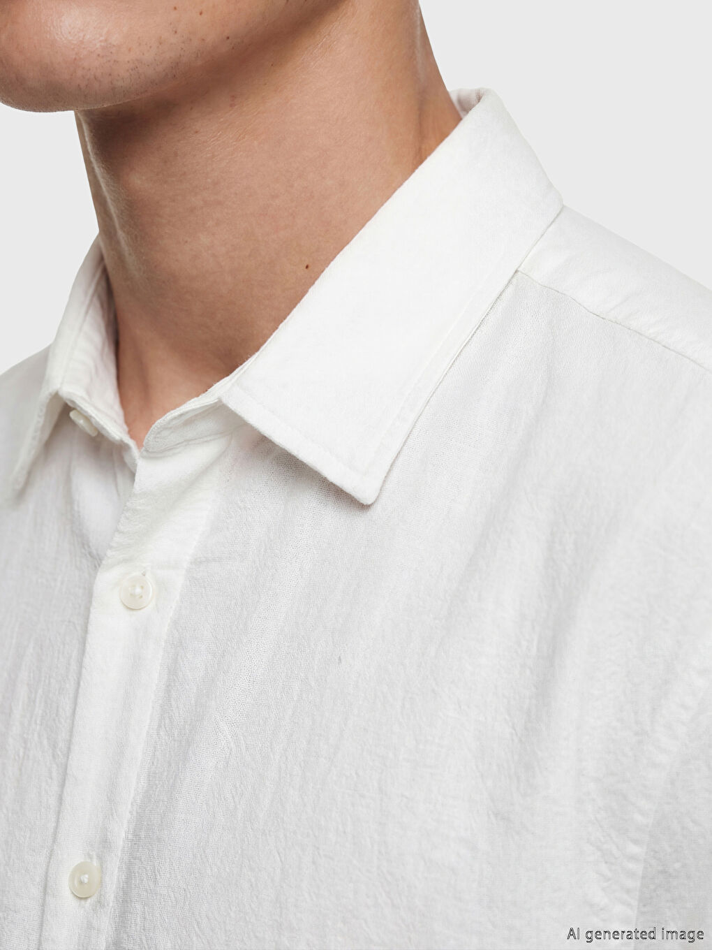 Ekru Regular Fit Armürlü Erkek Gömlek-2