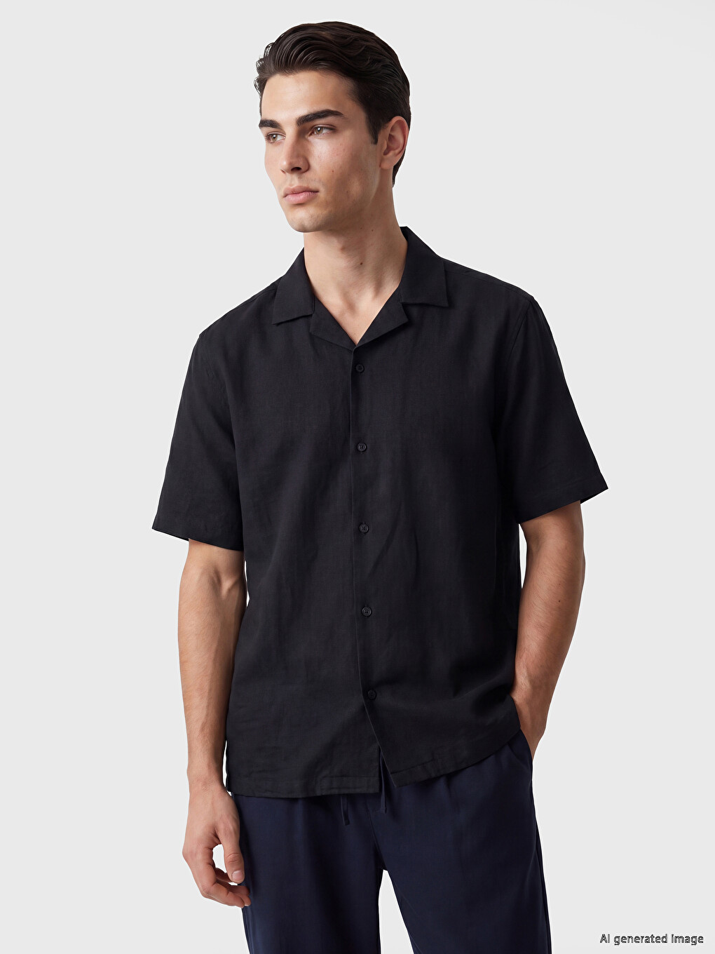 Siyah Regular Fit Dokulu Erkek Gömlek
