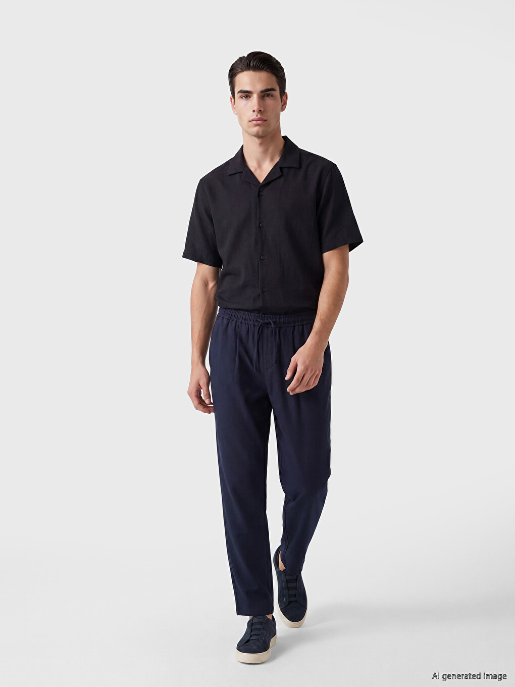 Siyah Regular Fit Dokulu Erkek Gömlek-1