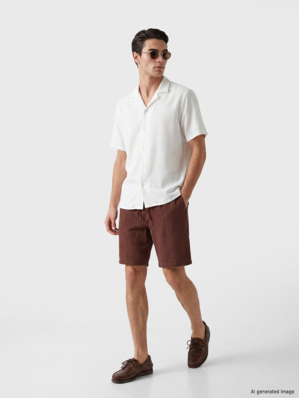 Beyaz Regular Fit Dokulu Erkek Basic Gömlek-1