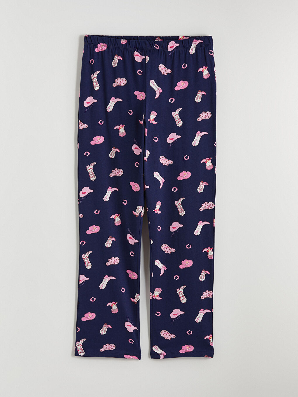 Lacivert Gömlek Yaka Baskılı Kadın Pijama Takım-7