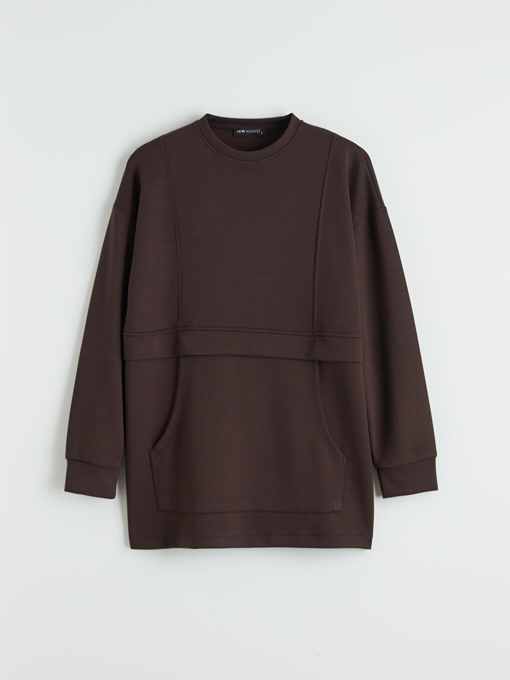 Kahverengi Soft Touch Kadın Sweatshirt Tunik	