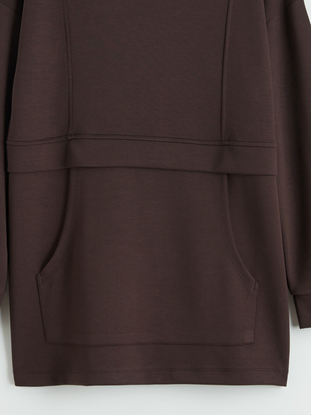 Kahverengi Soft Touch Kadın Sweatshirt Tunik	-1