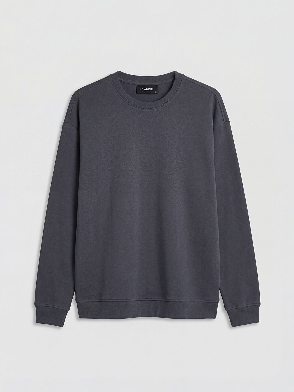 Gri Bisiklet Yaka Uzun Kollu Erkek Pijama Üst