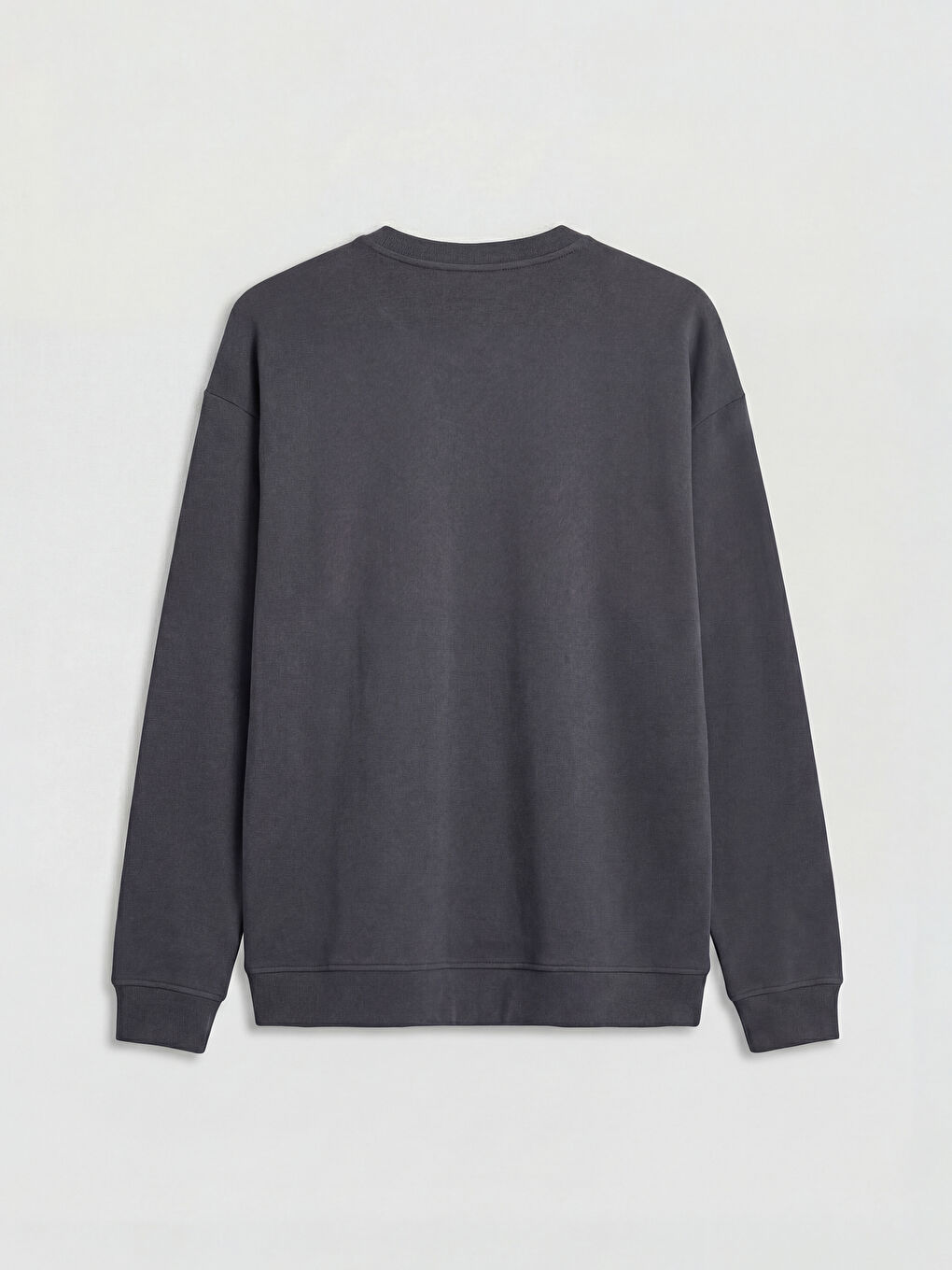 Gri Bisiklet Yaka Uzun Kollu Erkek Pijama Üst-1