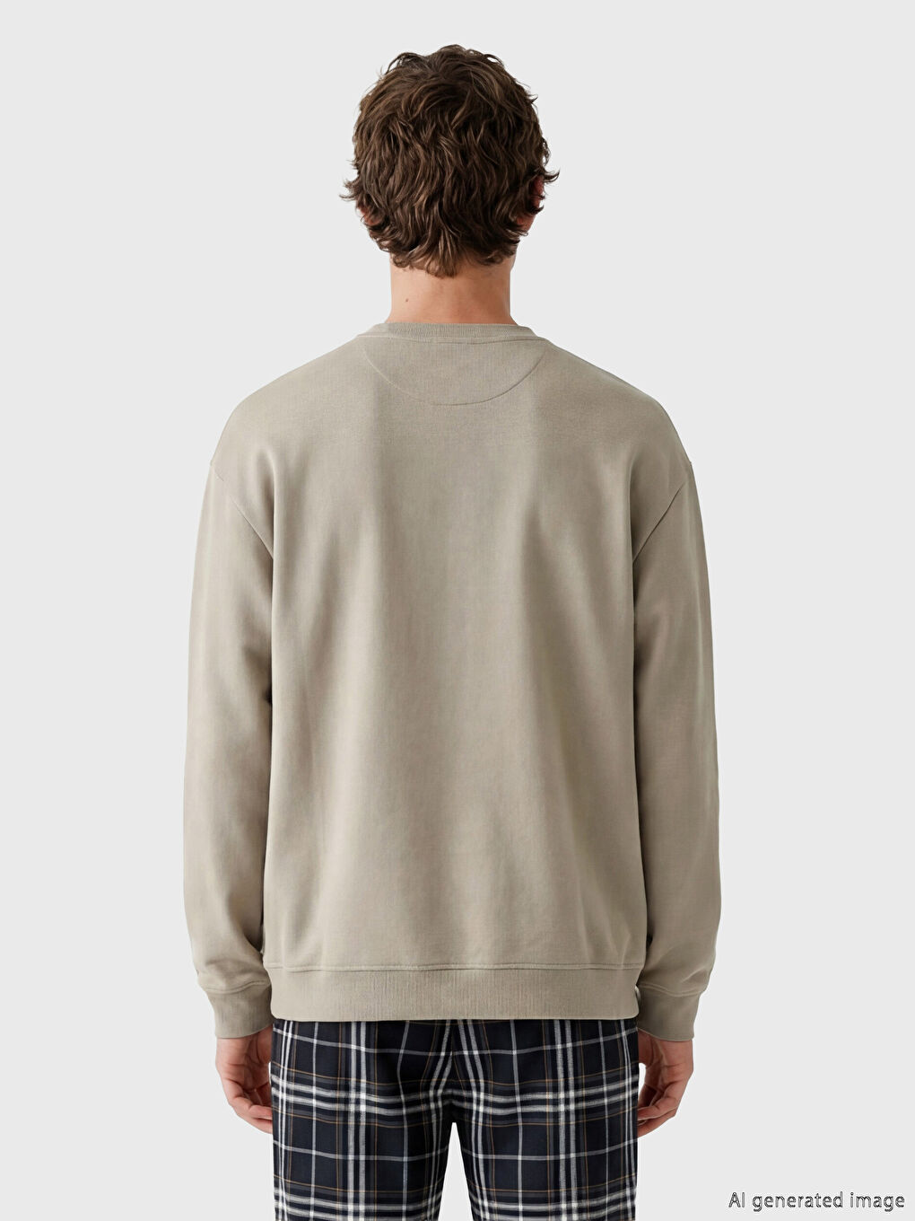 Kahverengi Bisiklet Yaka Erkek Pijama Üst-3