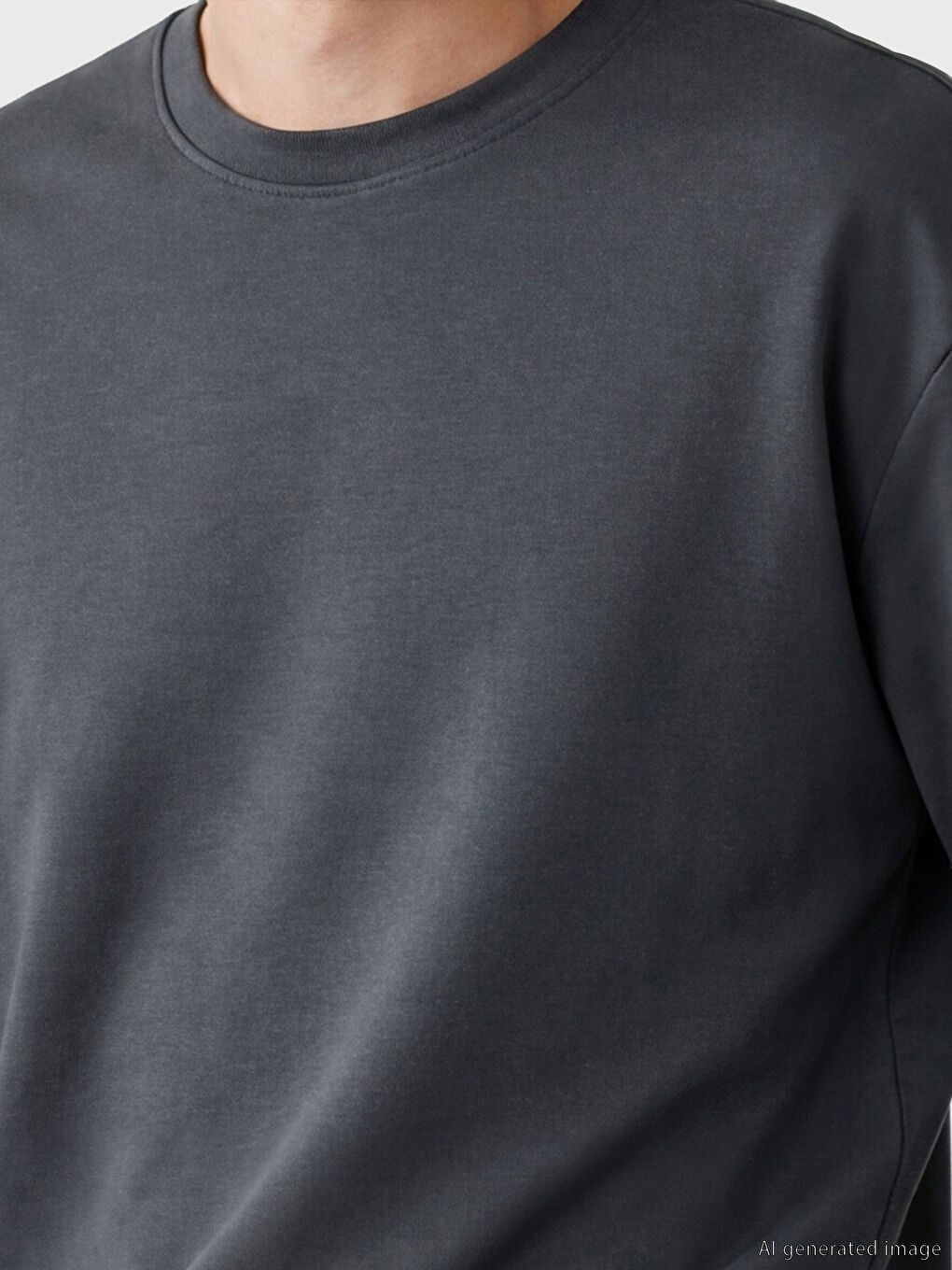 Gri Bisiklet Yaka Erkek Pijama Üst-2