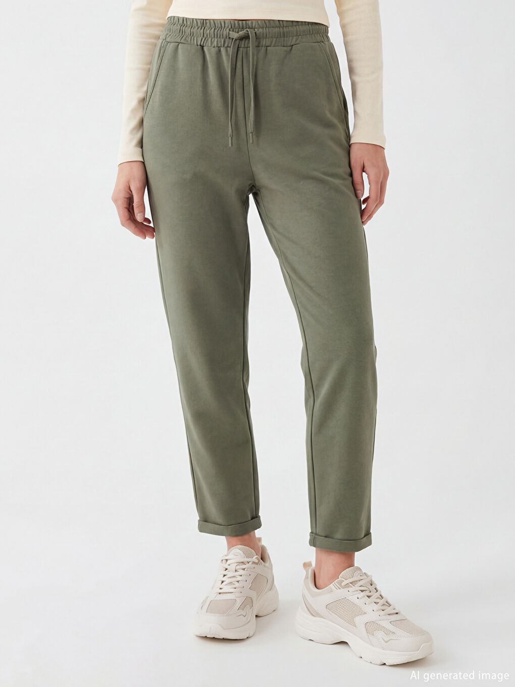 Women's Joggers with Elastic Waistband-1