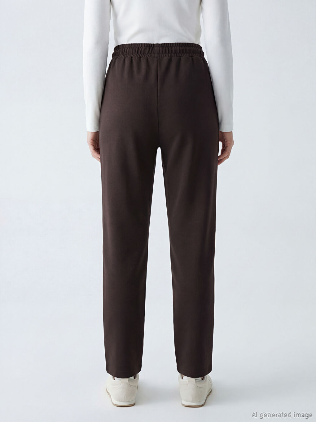 Kahverengi Beli Lastikli Kadın Eşofman Altı-3