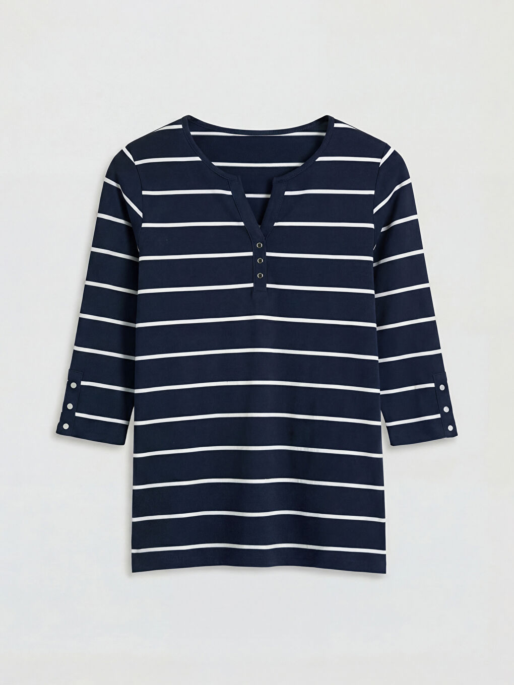 Bluză Vărgată cu Decolteu în V-4